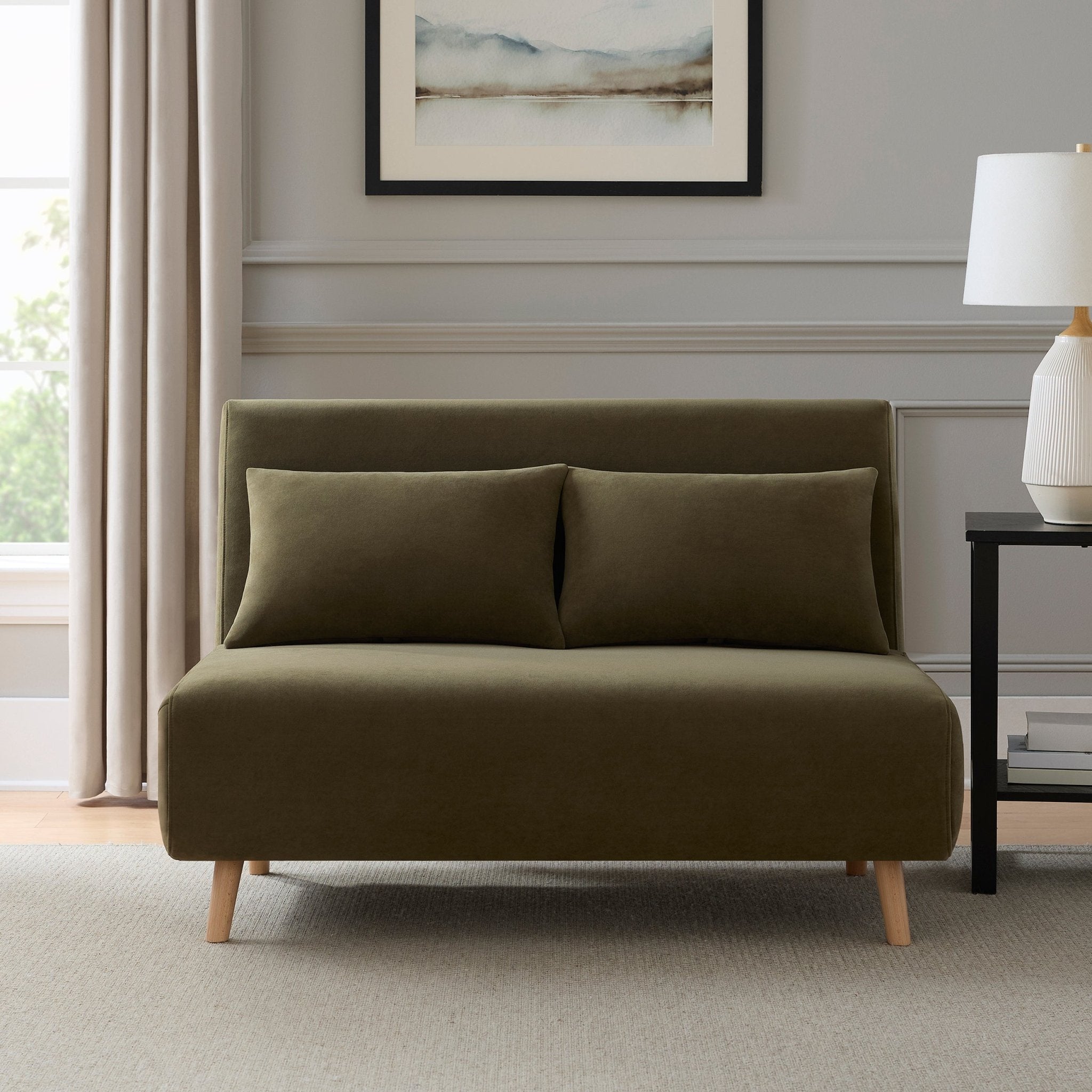 Seattle Double Click Clack Sofa Bed - Olive Green
