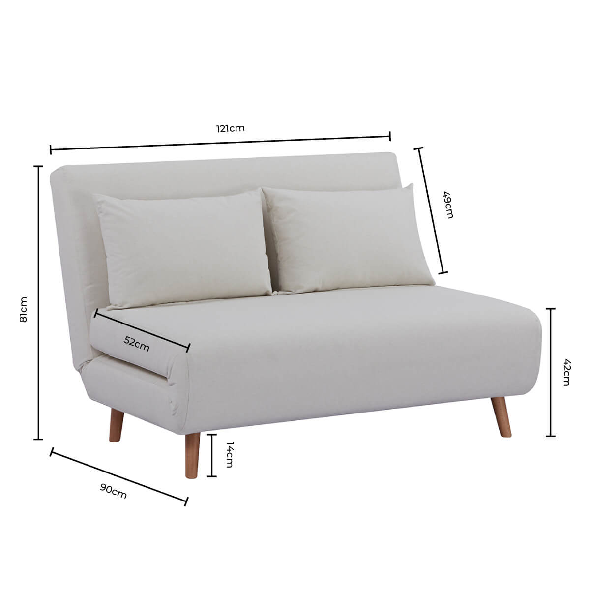 Seattle Double Click Clack Sofa Bed - Cream Linen