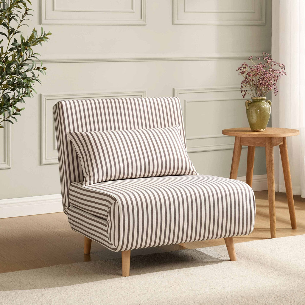 Seattle Single Click Clack Sofa Bed - Chocolate Stripe