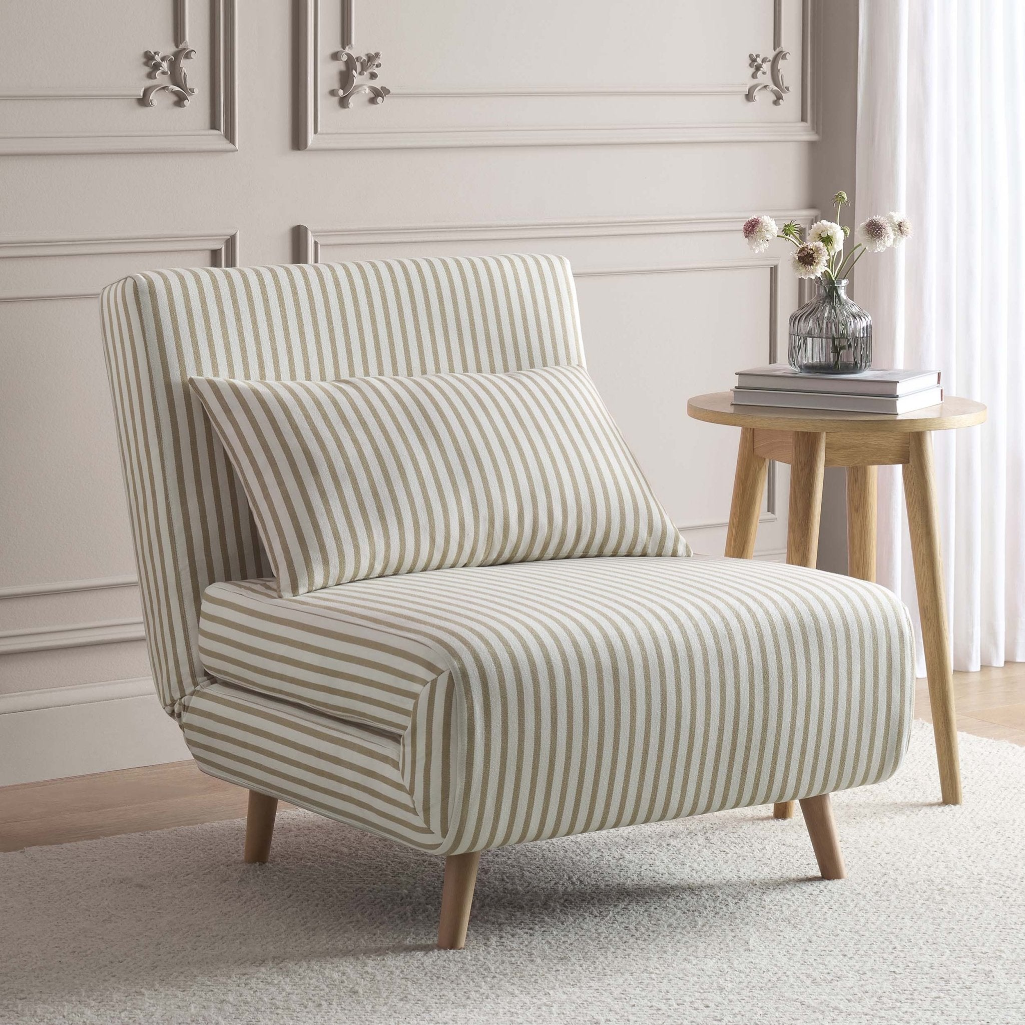 Seattle Single Click Clack Sofa Bed - Sand Stripe