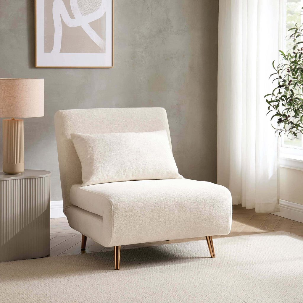 Seattle Single Click Clack Sofa Bed - Teddy Cream