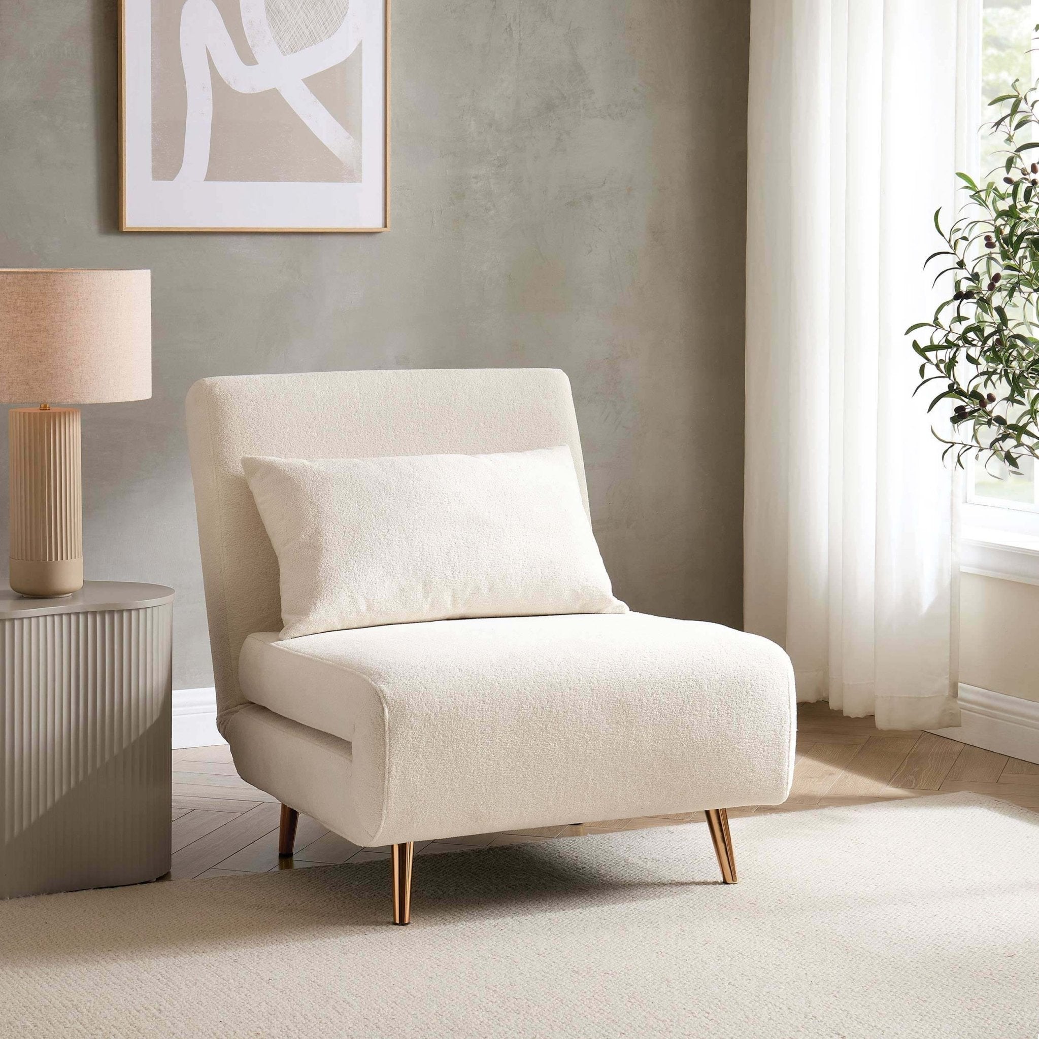 Seattle Single Click Clack Sofa Bed - Teddy Cream
