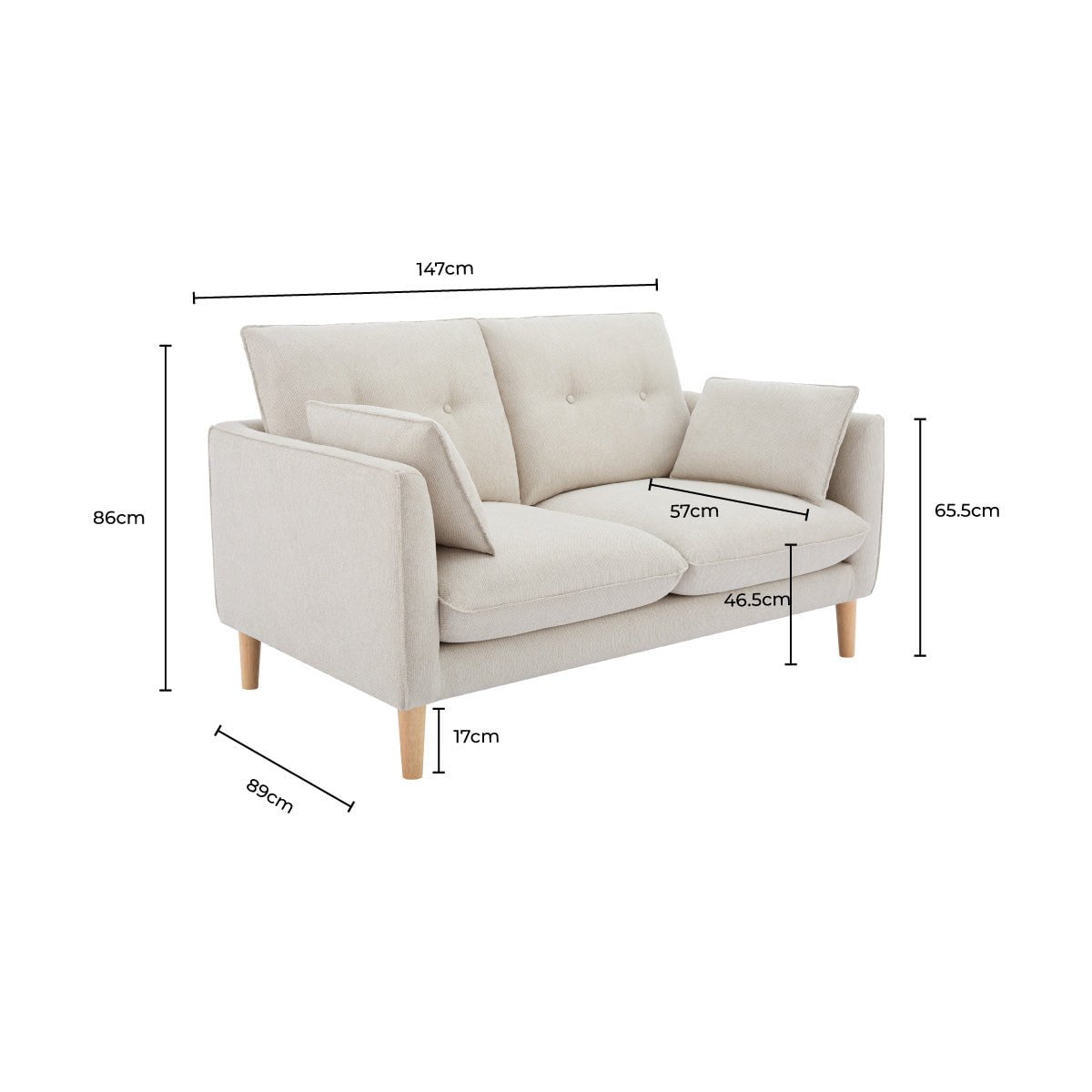 Shoreditch 2 Seater Sofa - Natural