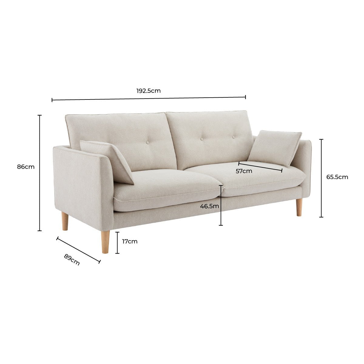 Shoreditch 3 Seater Sofa - Natural