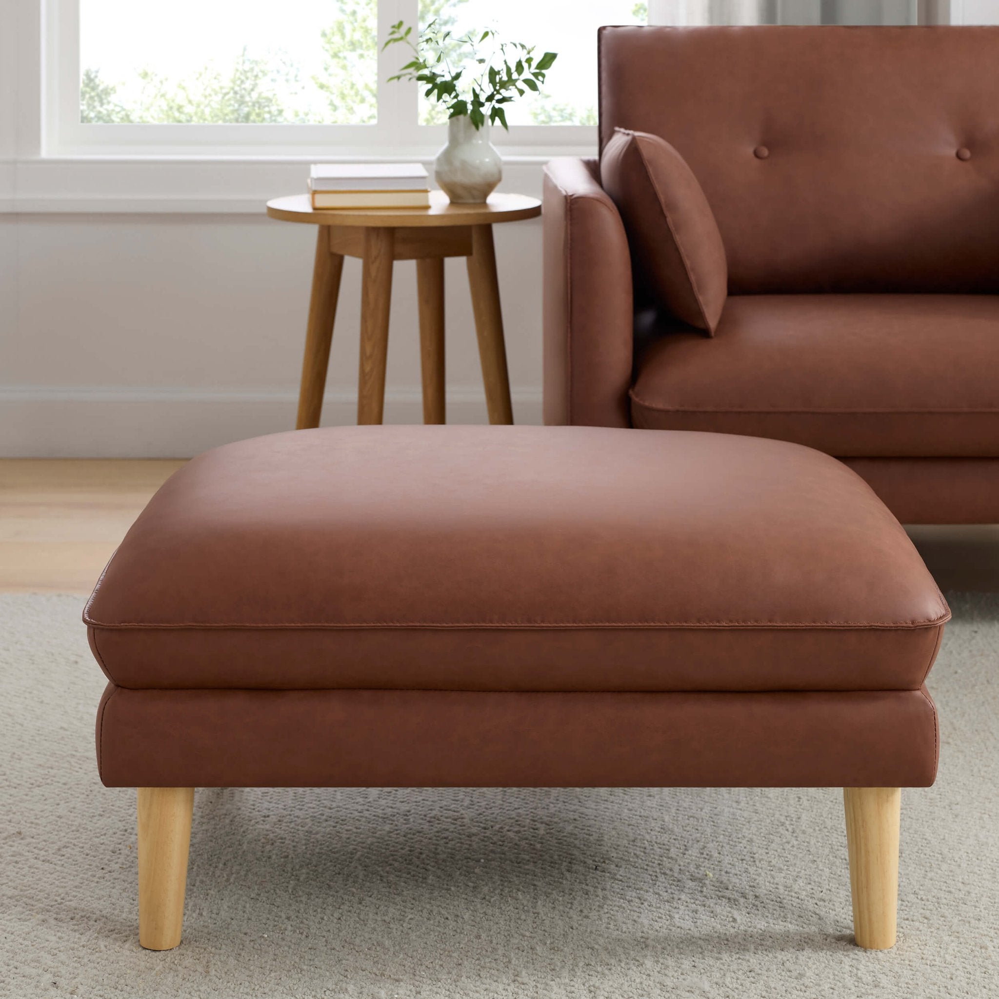 Shoreditch Pouffe - Faux Leather Tan