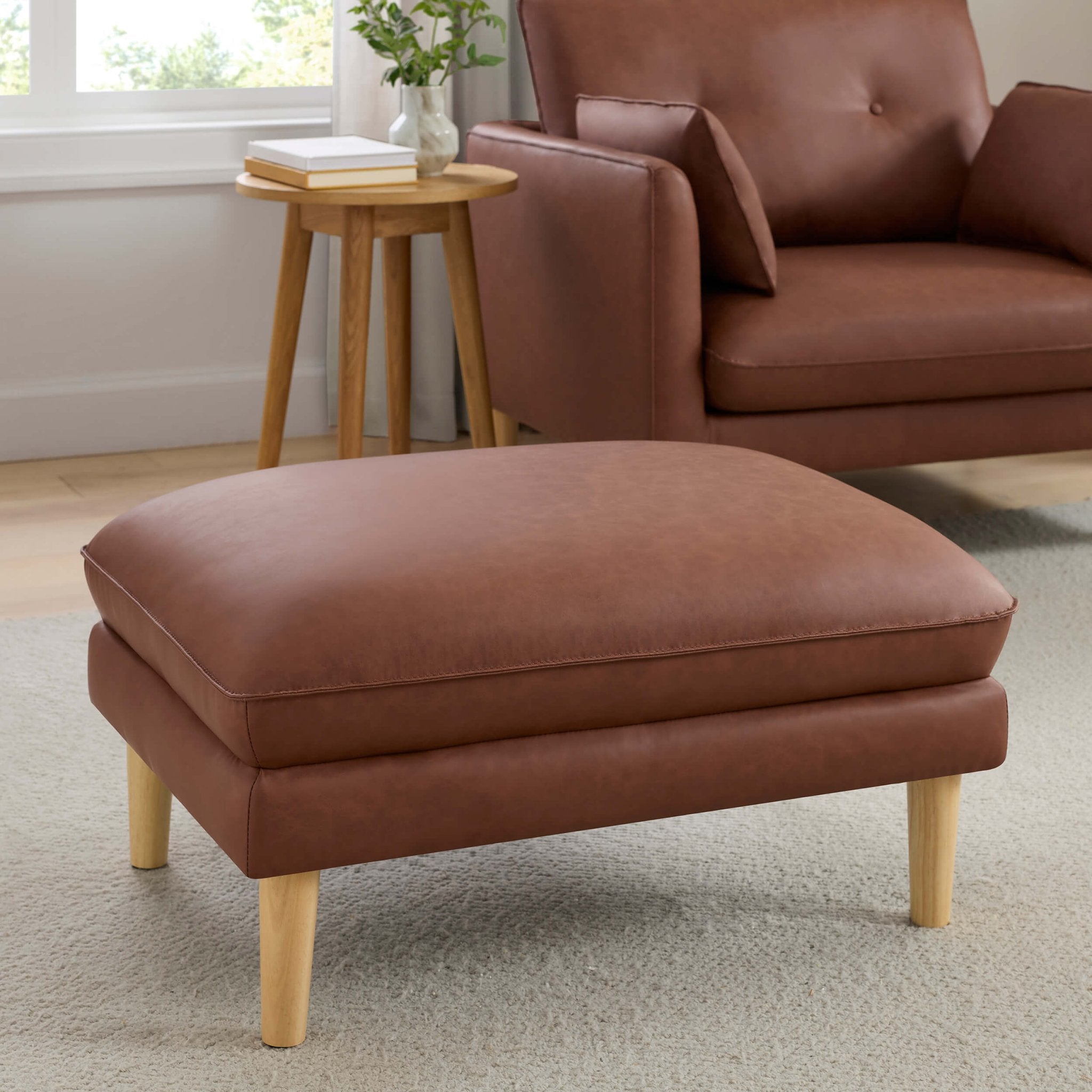 Shoreditch Pouffe - Faux Leather Tan