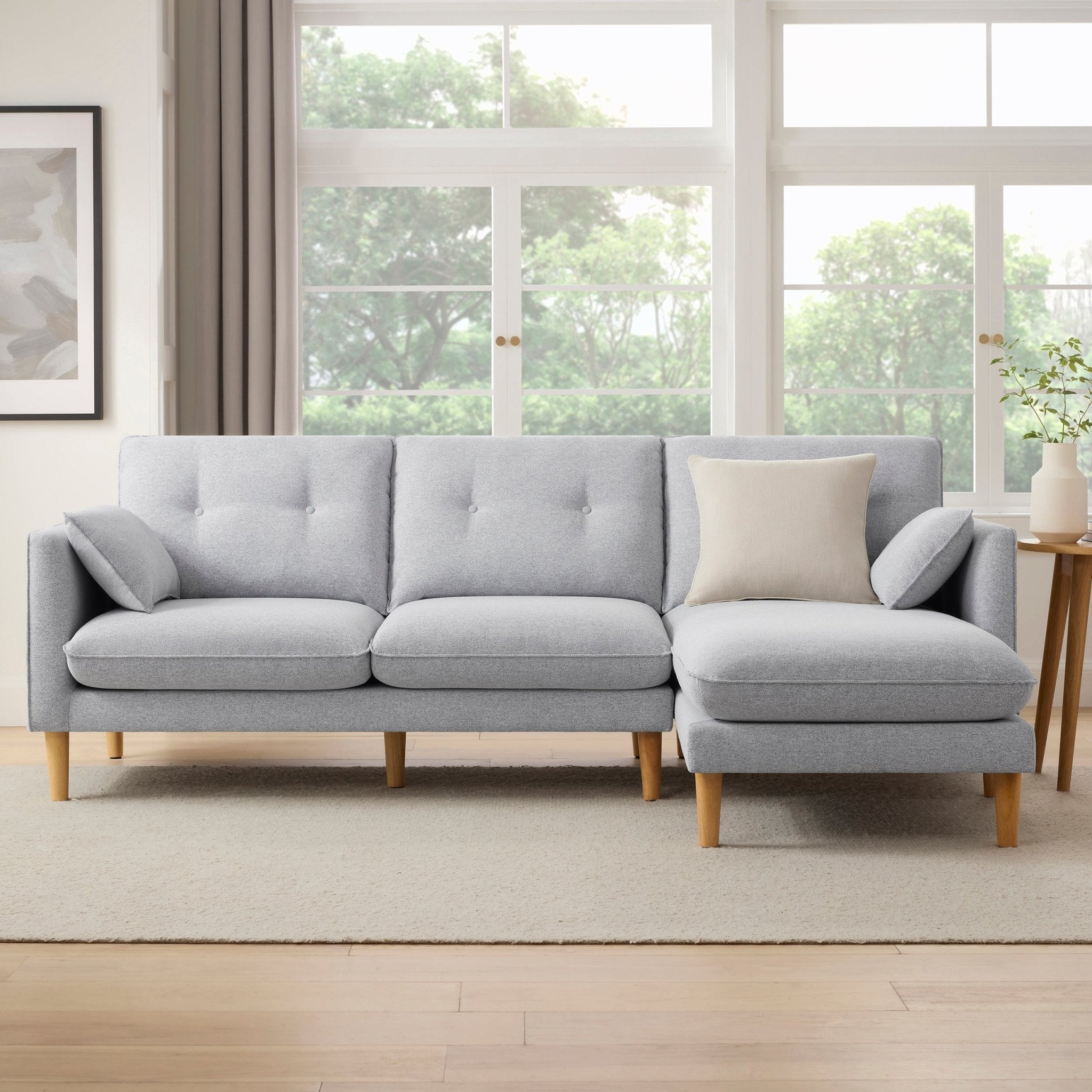 Shoreditch Right Hand Chaise Sofa - Light Grey