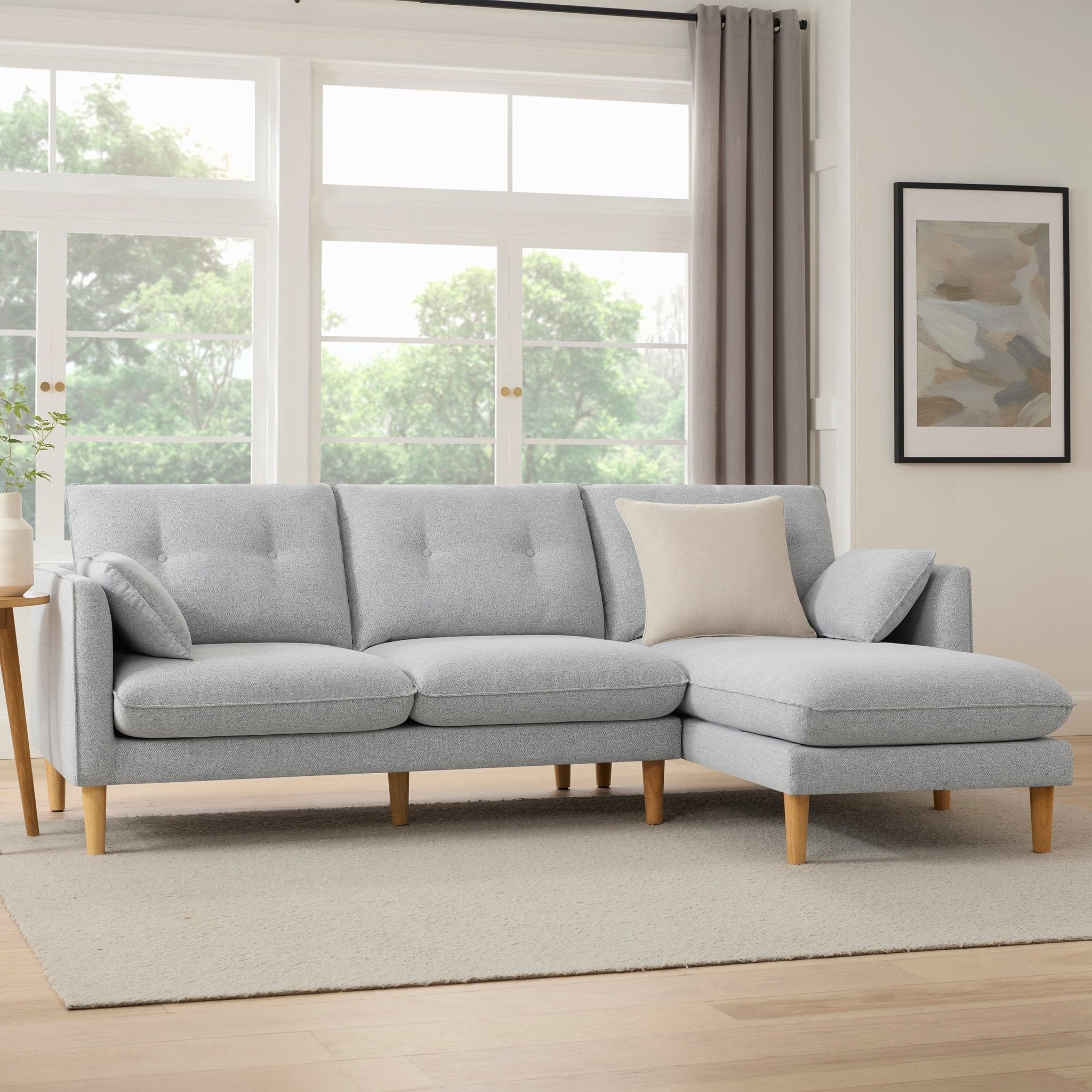 Shoreditch Right Hand Chaise Sofa - Light Grey