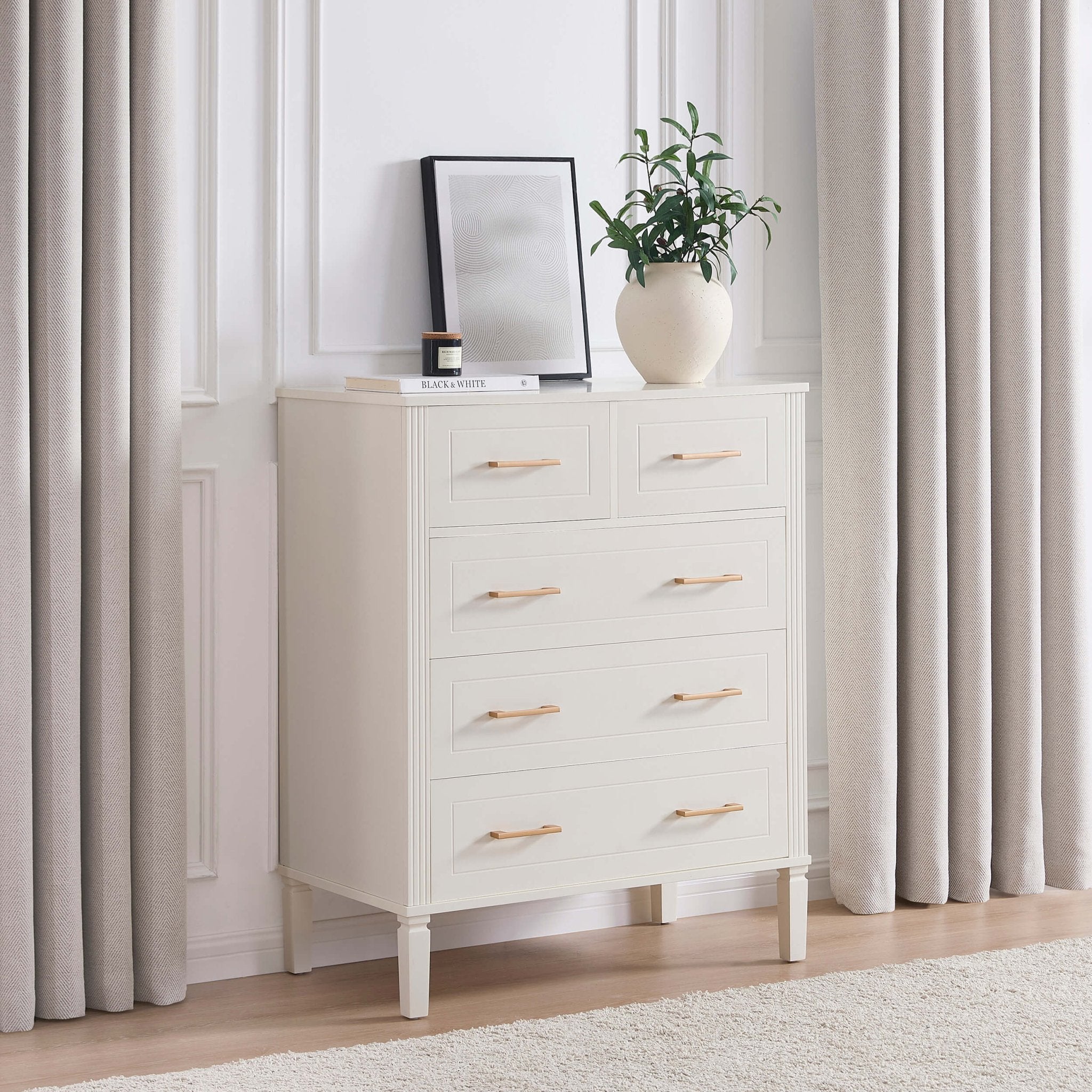Sienna 5 Drawer Chest - Cream