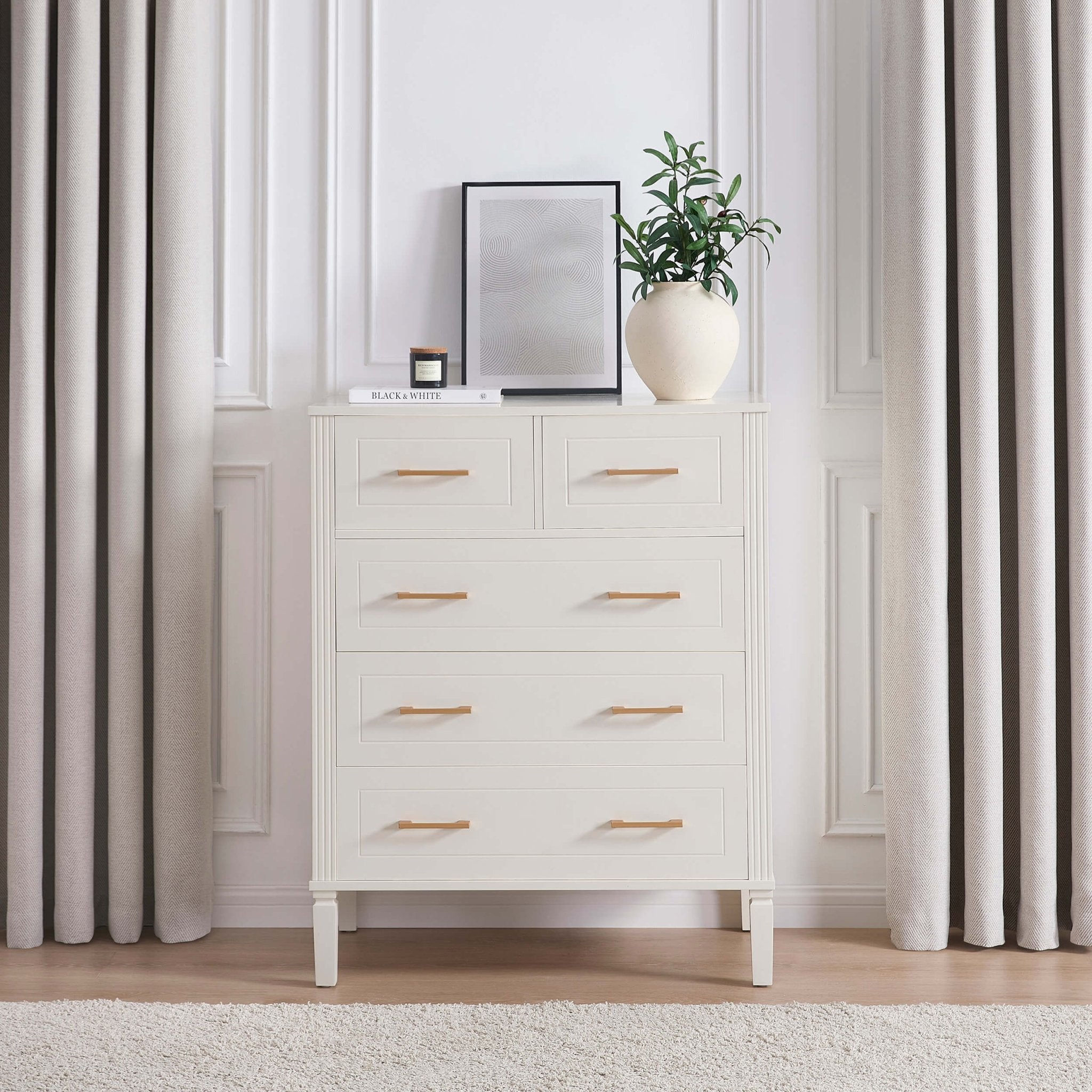 Sienna 5 Drawer Chest - Cream