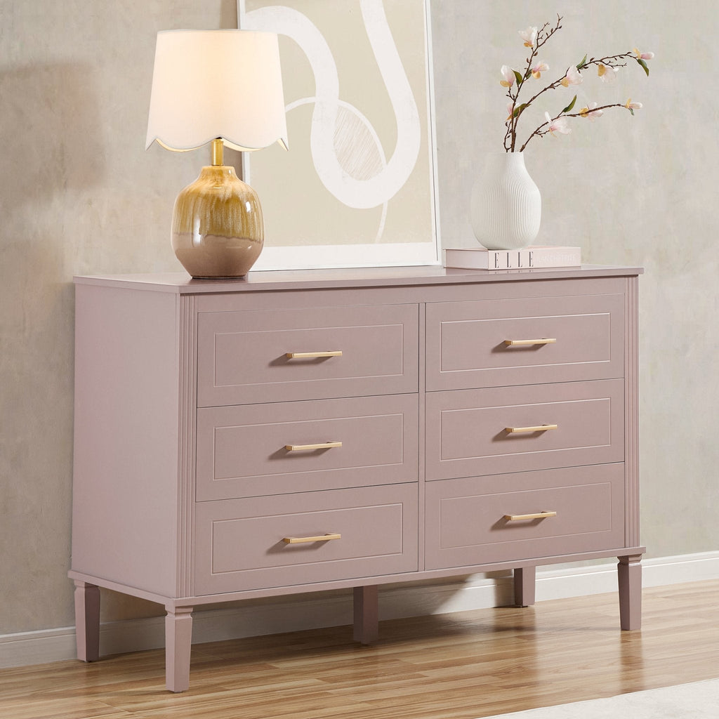 Sienna 6 Drawer Chest - Dusty Mauve