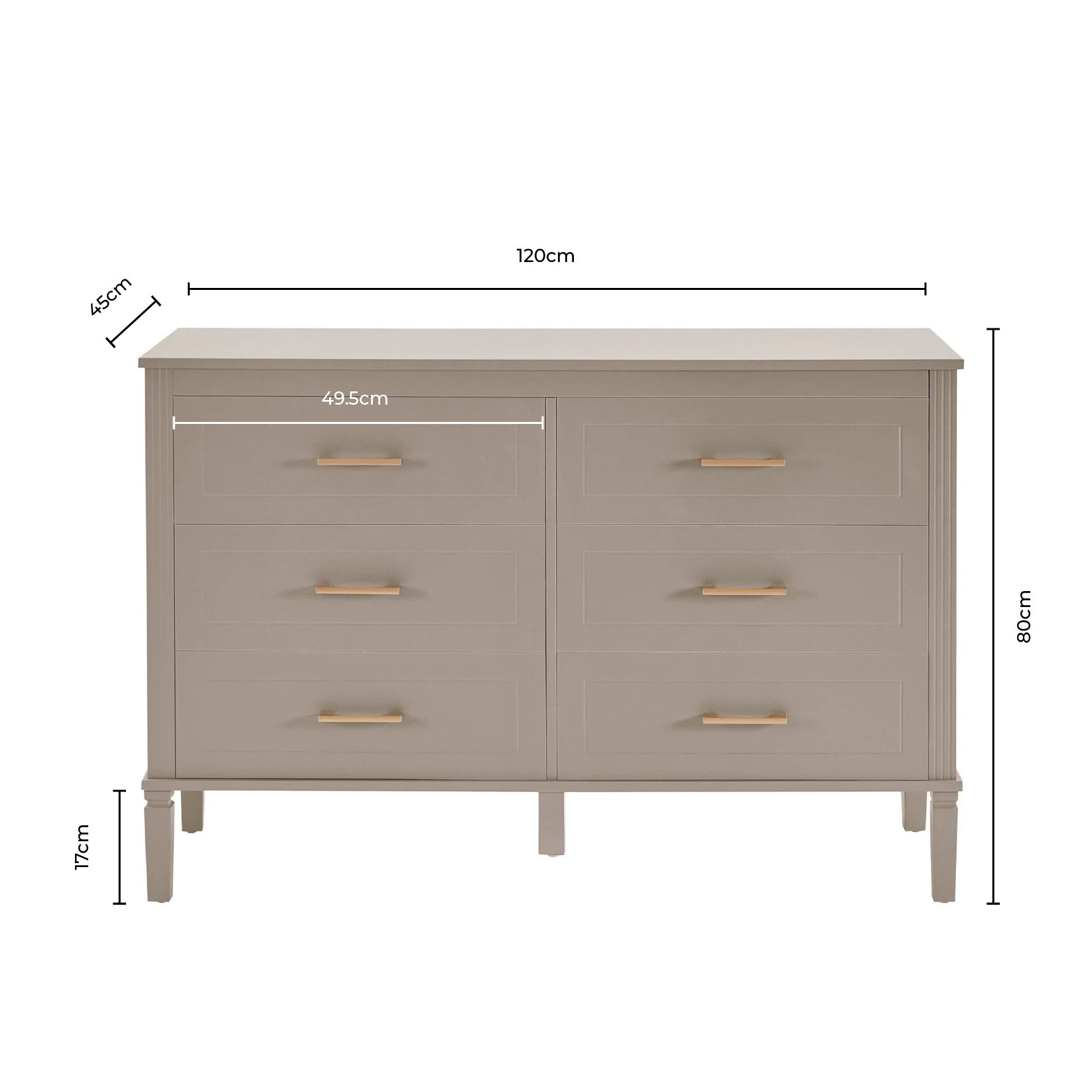 Sienna 6 Drawer Chest - Cream