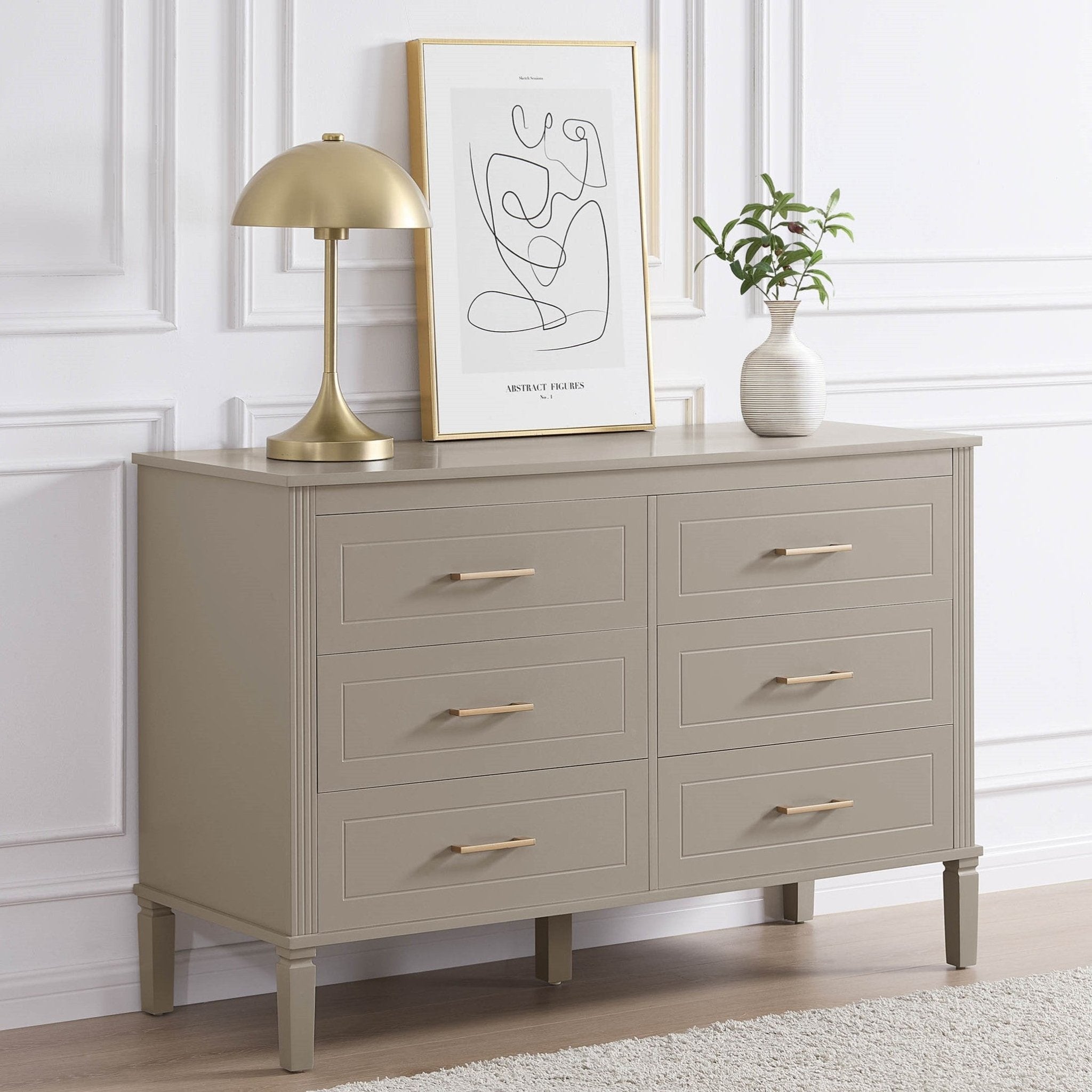 Sienna 6 Drawer Chest - Taupe