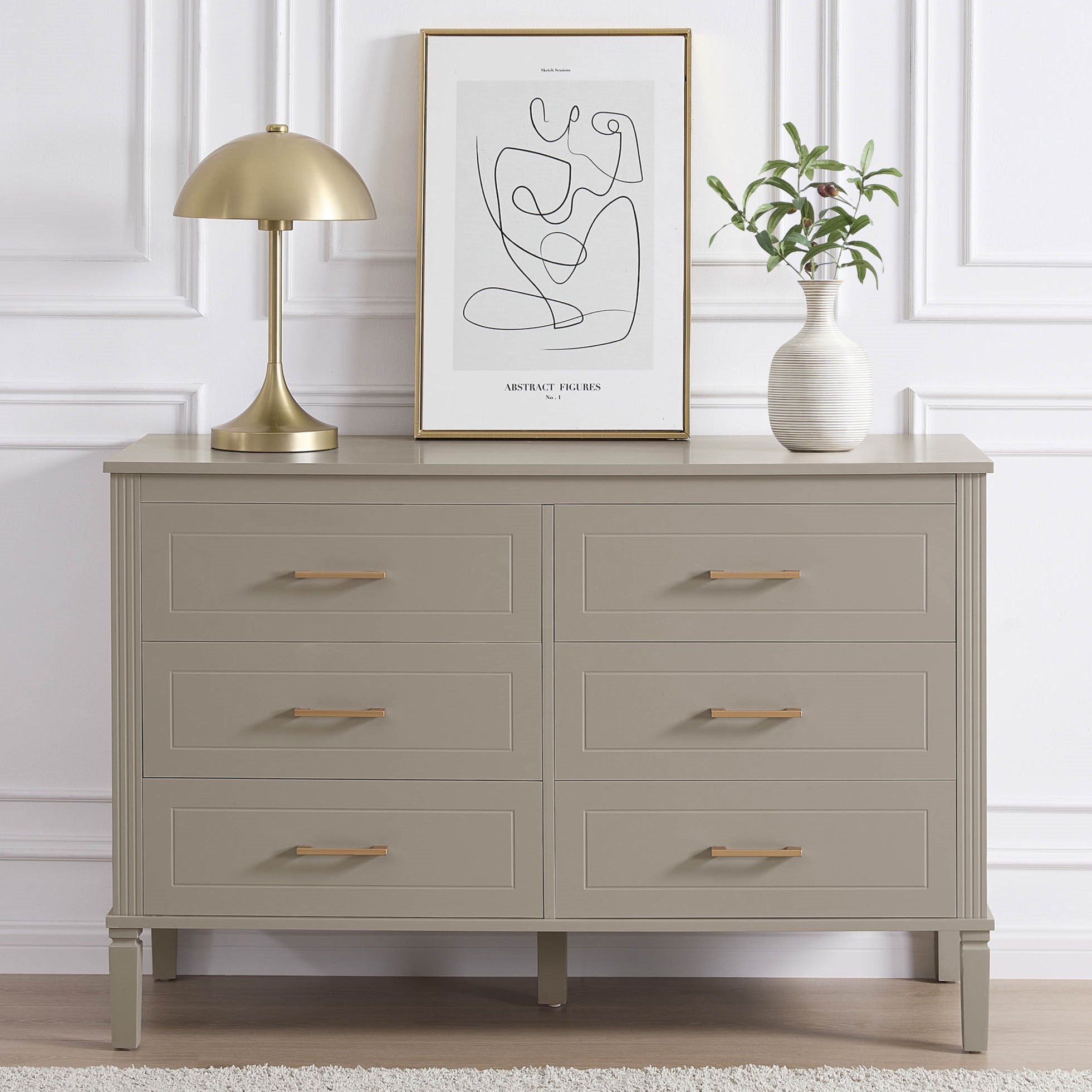 Sienna 6 Drawer Chest - Taupe