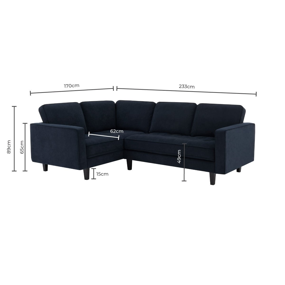 Sloane Left Hand Corner Sofa - Midnight