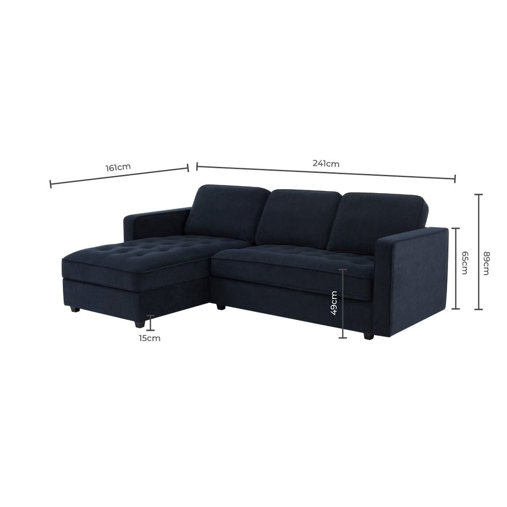 Sloane Left Hand Storage Chaise Sofa - Midnight