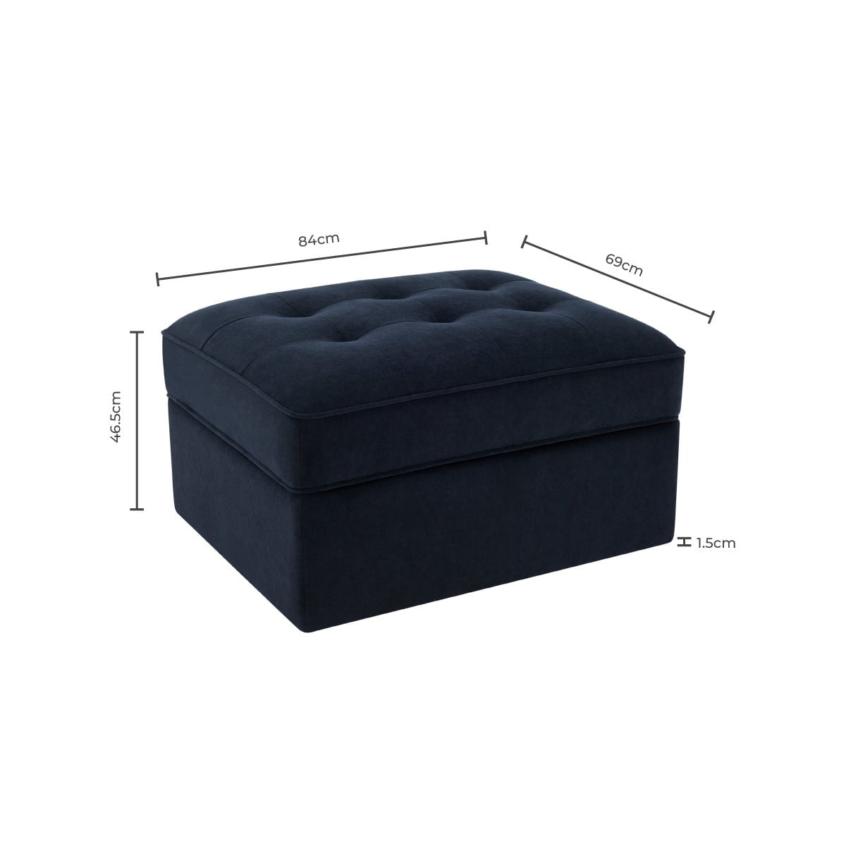 Sloane Ottoman Storage Pouffe- Midnight