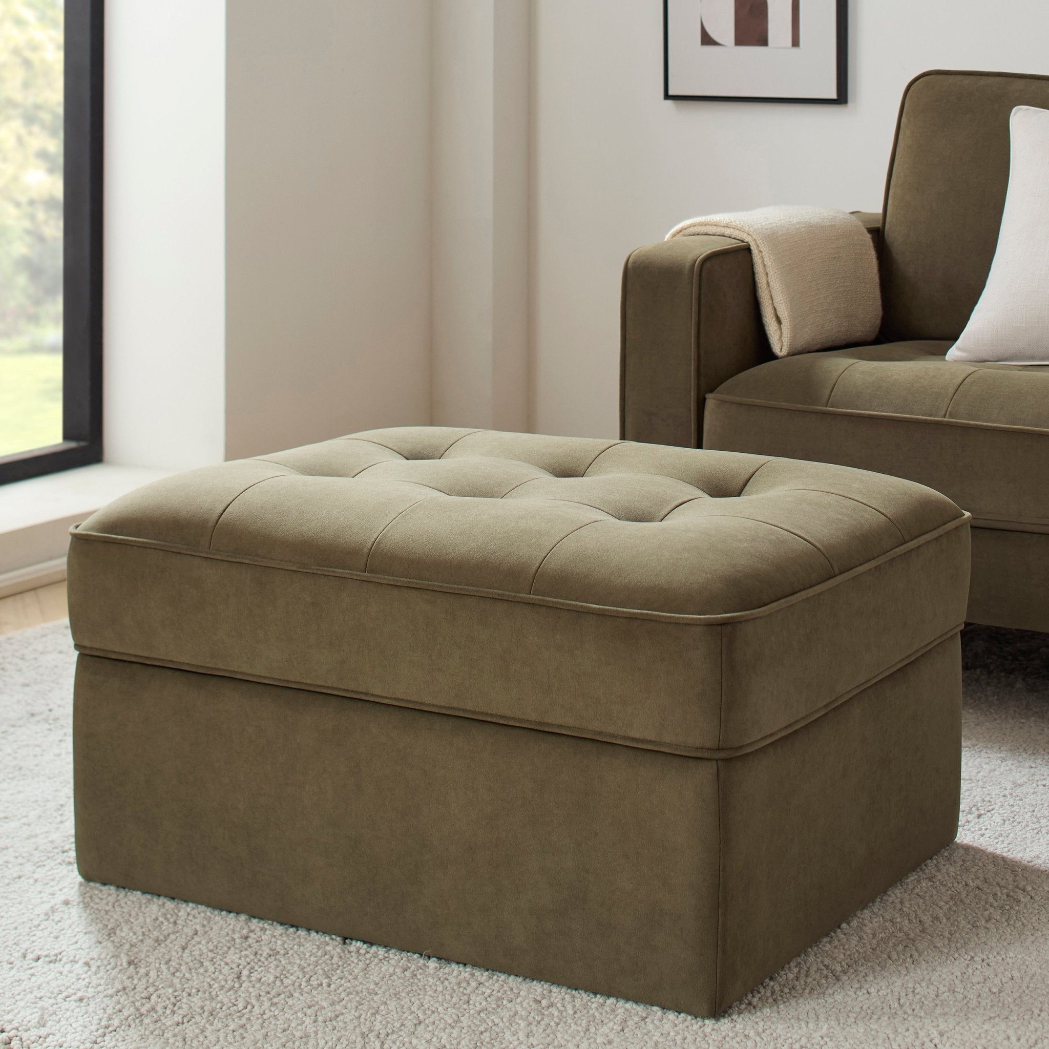 Sloane Ottoman Storage Pouffe - Olive
