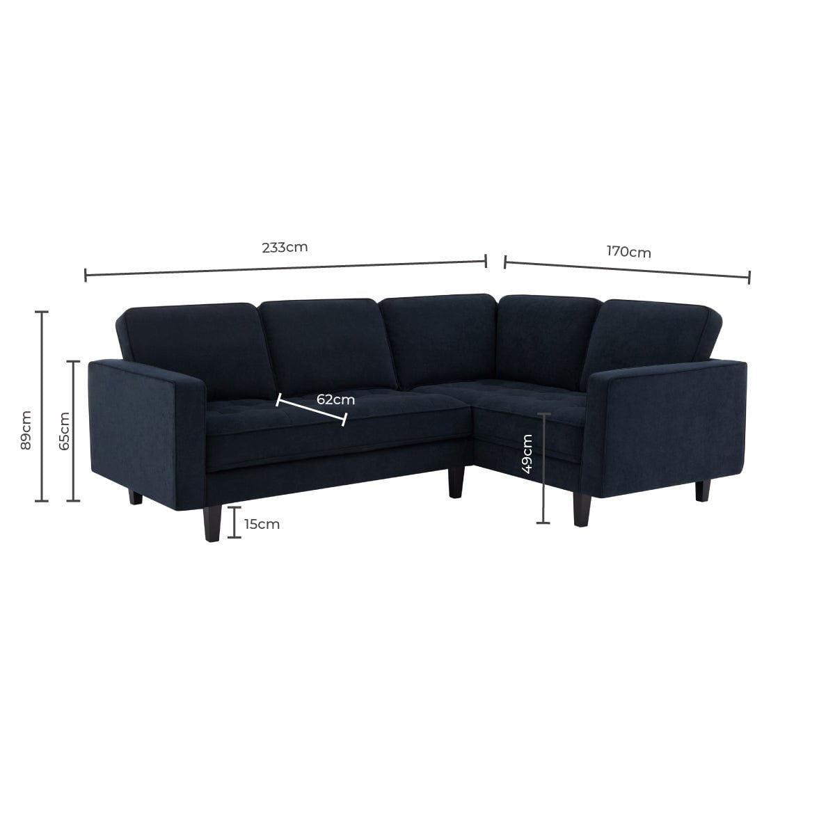 Sloane Right Hand Corner Sofa - Midnight