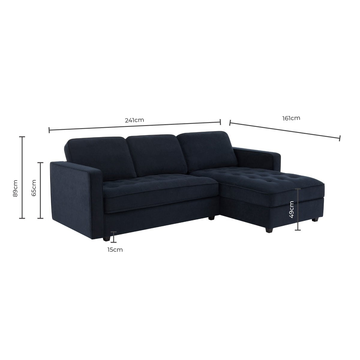 Sloane Right Hand Storage Chaise - Midnight