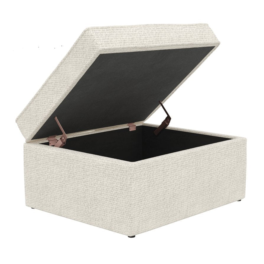 Soho Bouclé Ottoman Storage Pouffe - Ivory