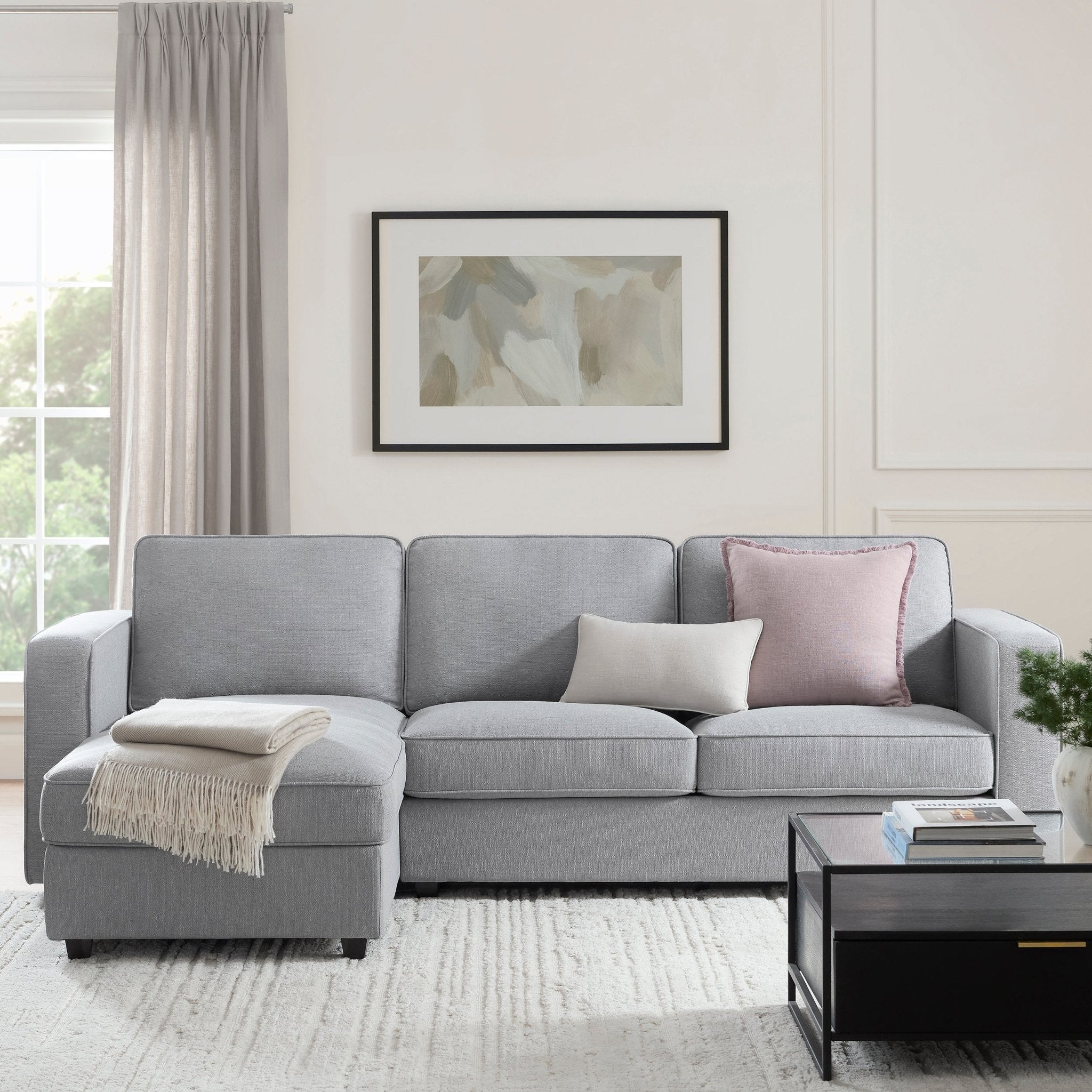 Soho Left Hand Storage Chaise Sofa - Mid Grey