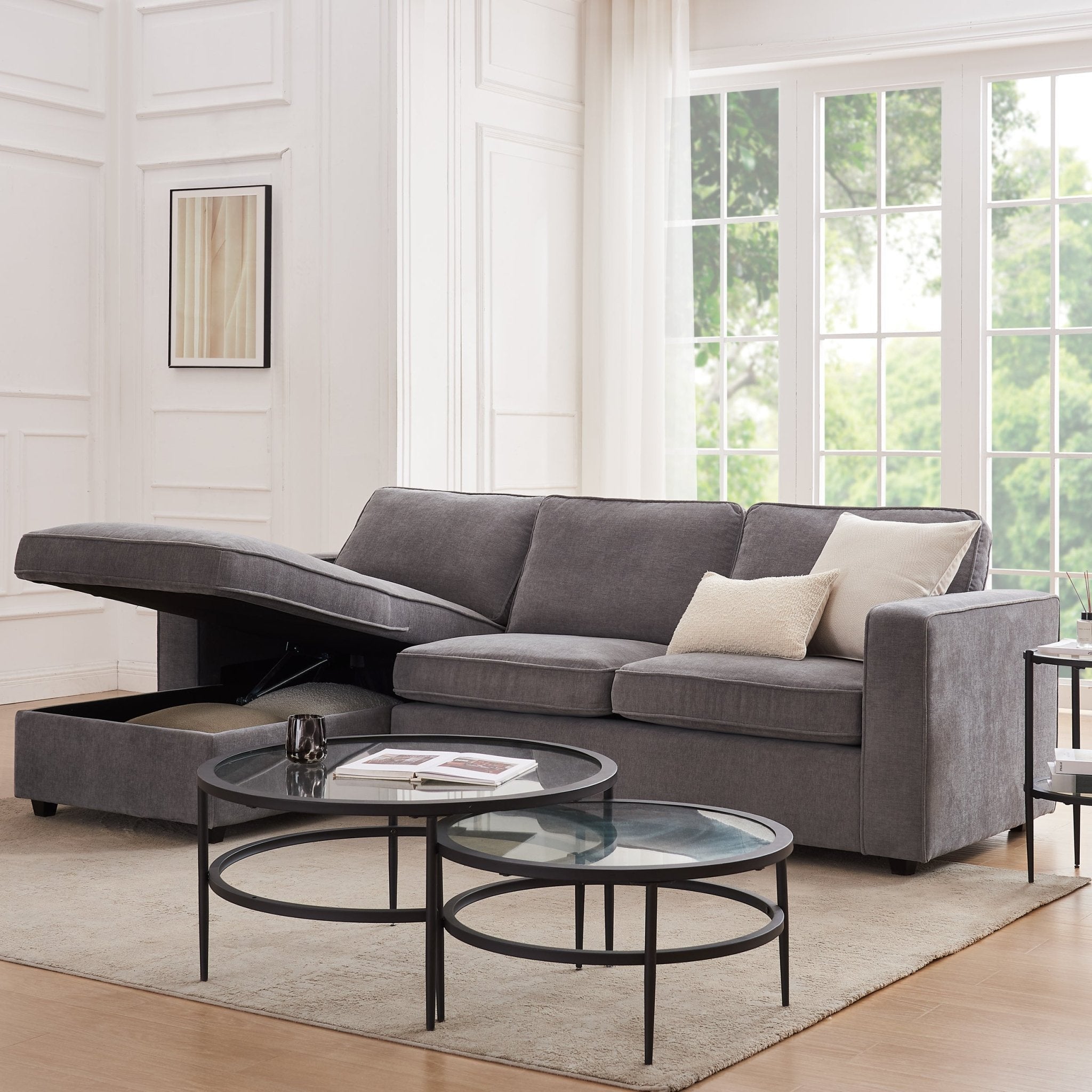 Soho Left Hand Storage Chaise Sofa - Grey