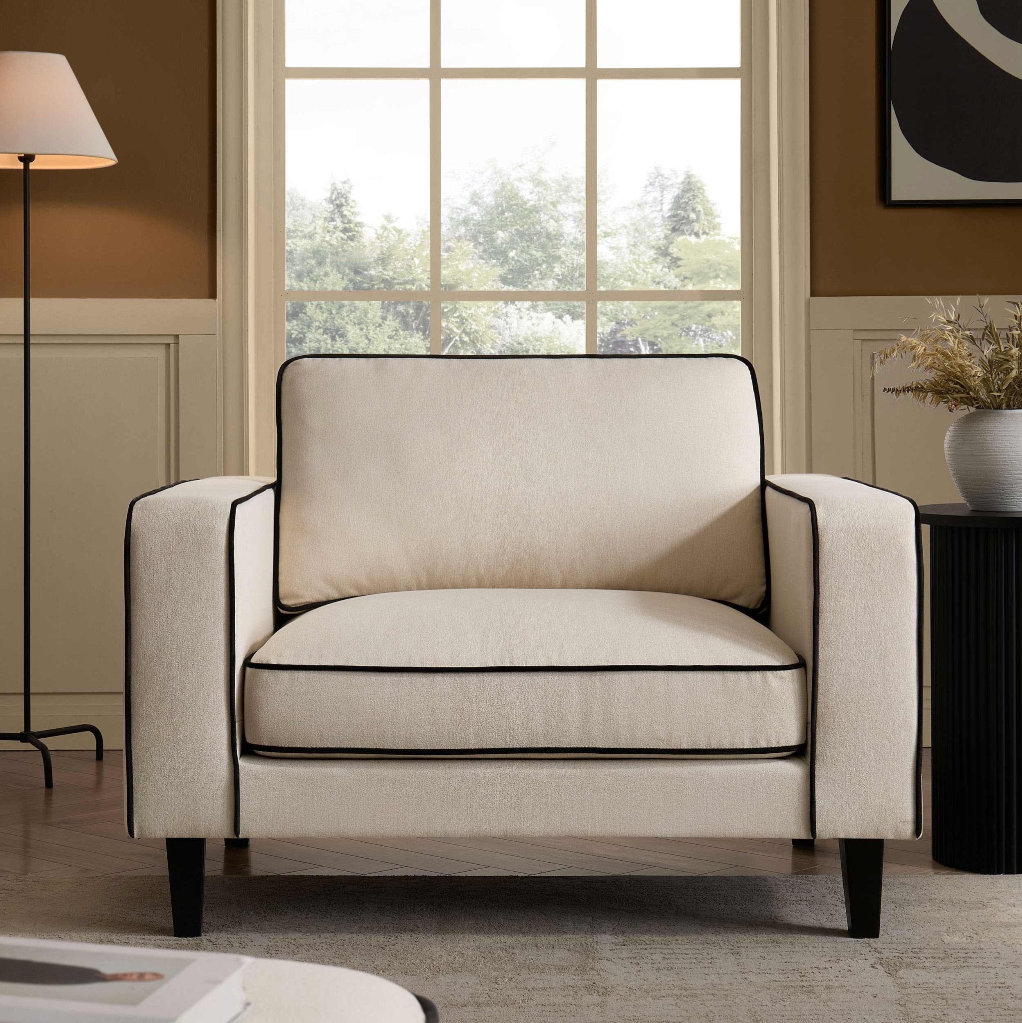 Soho Loveseat - Cream Linen/Black