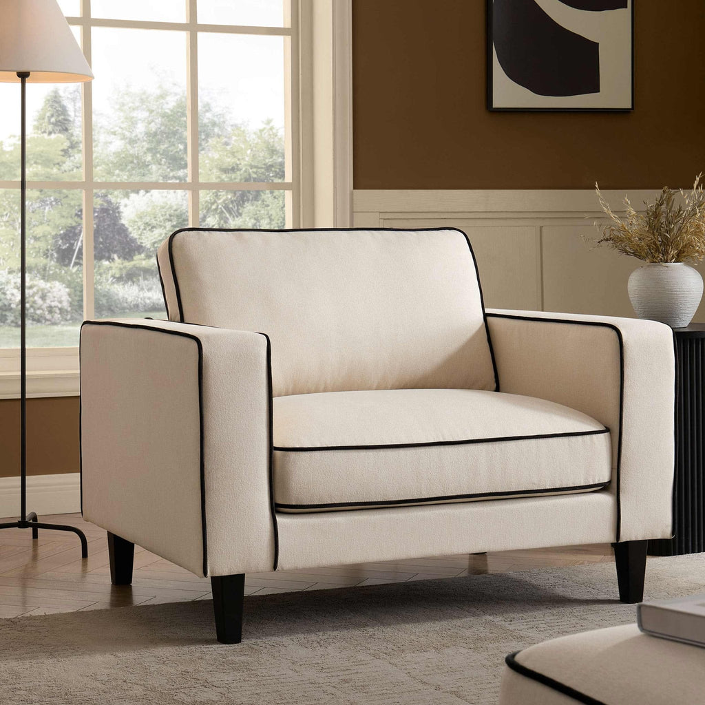 Soho Loveseat - Cream Linen/Black
