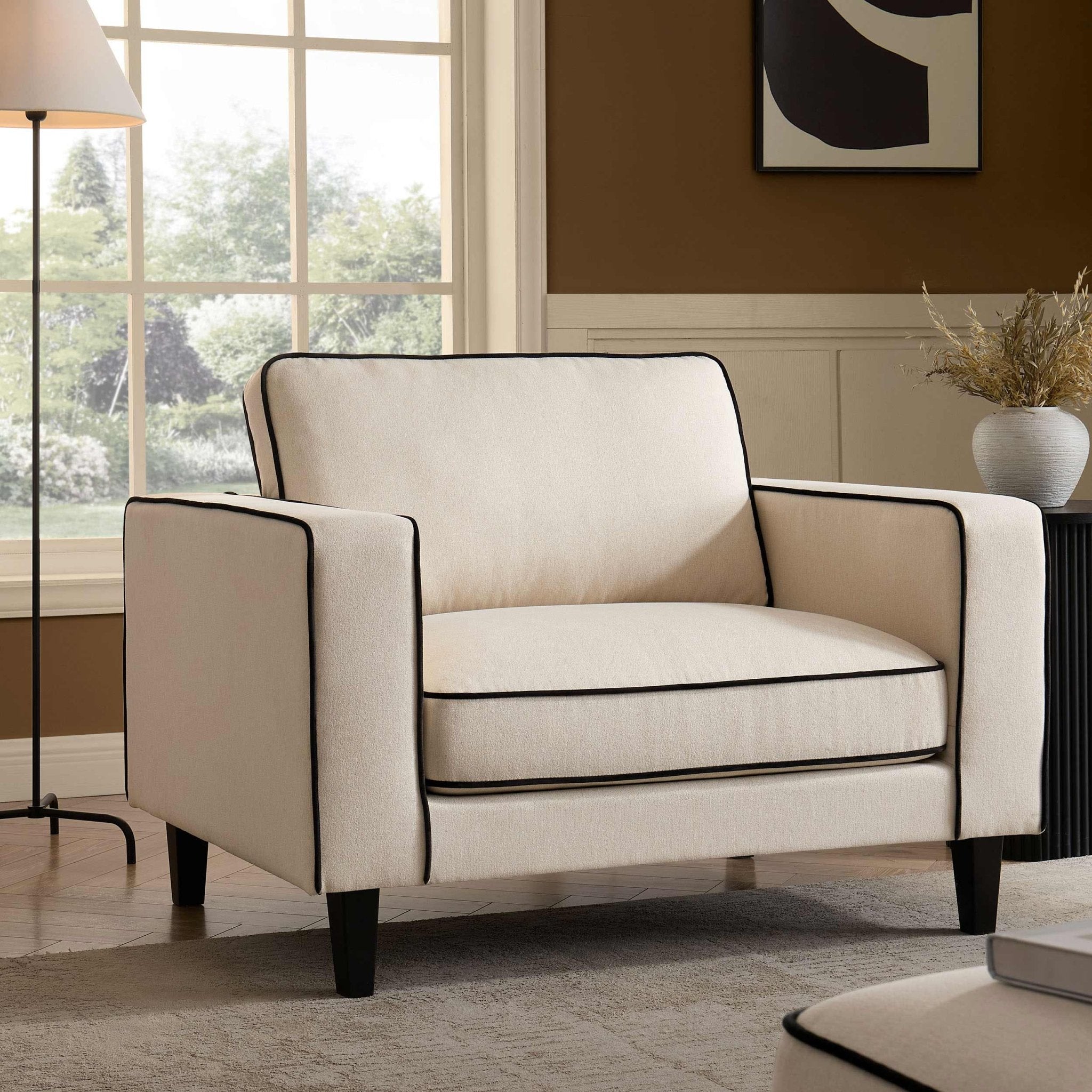 Soho Loveseat - Cream Linen/Black