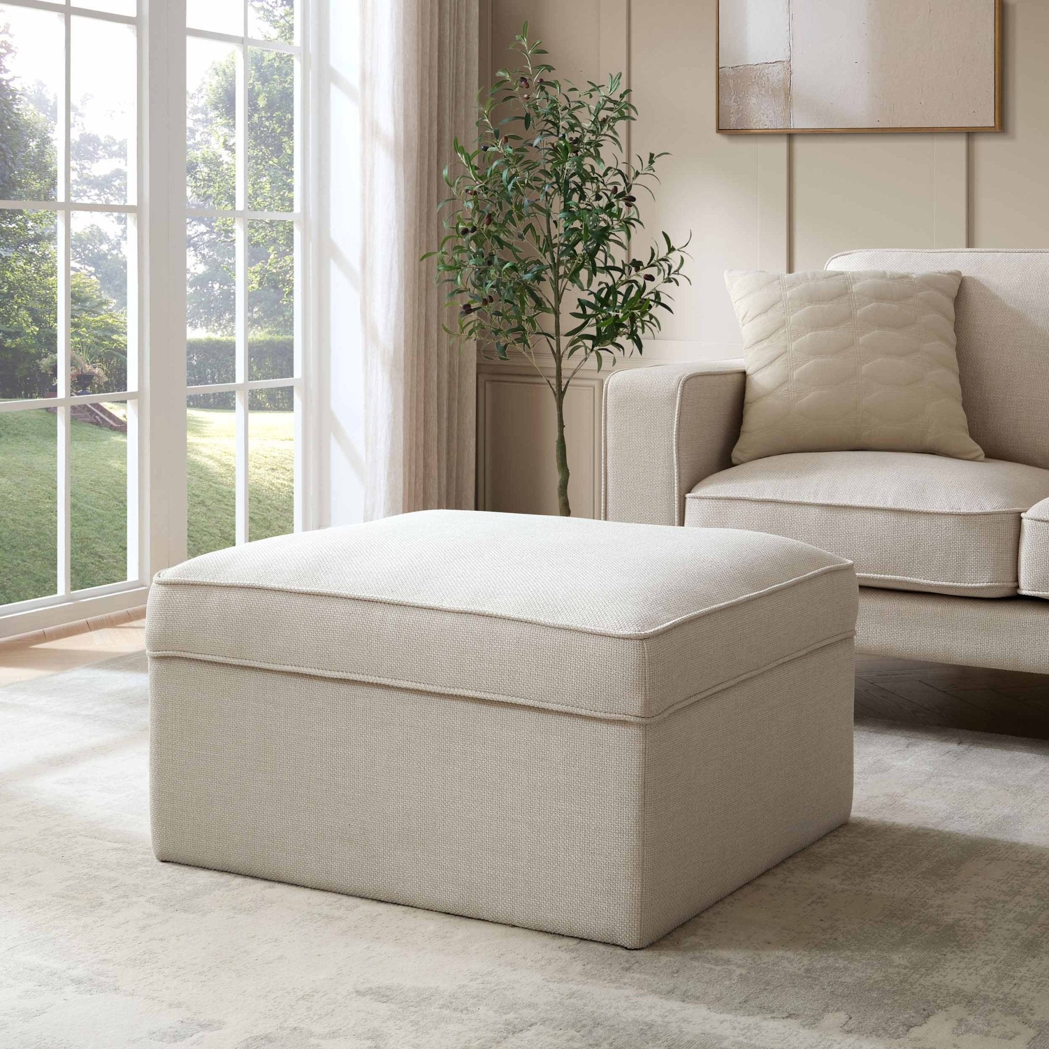 Soho Ottoman Storage Pouffe - Beige