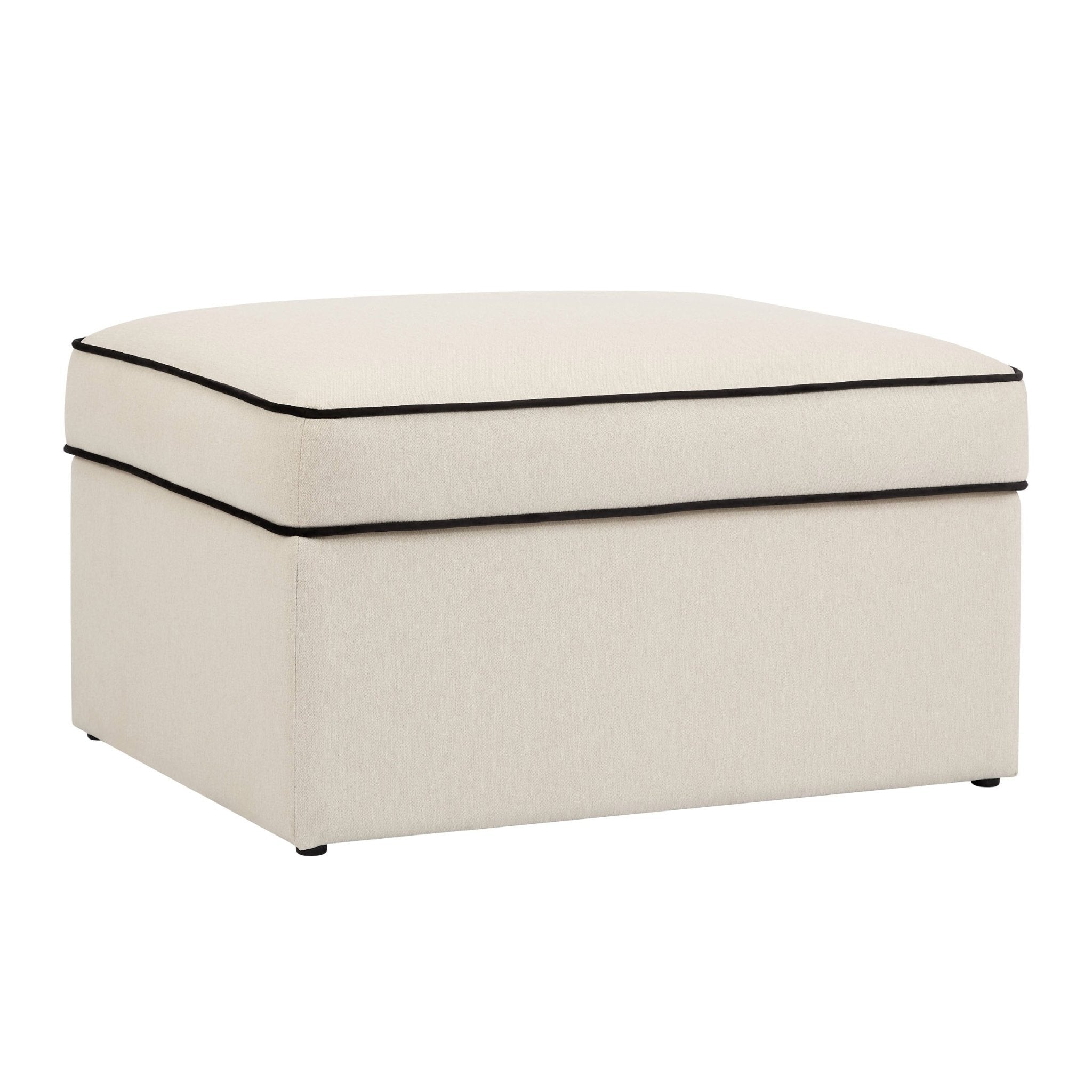 Soho Ottoman Storage Pouffe - Cream Linen/Black