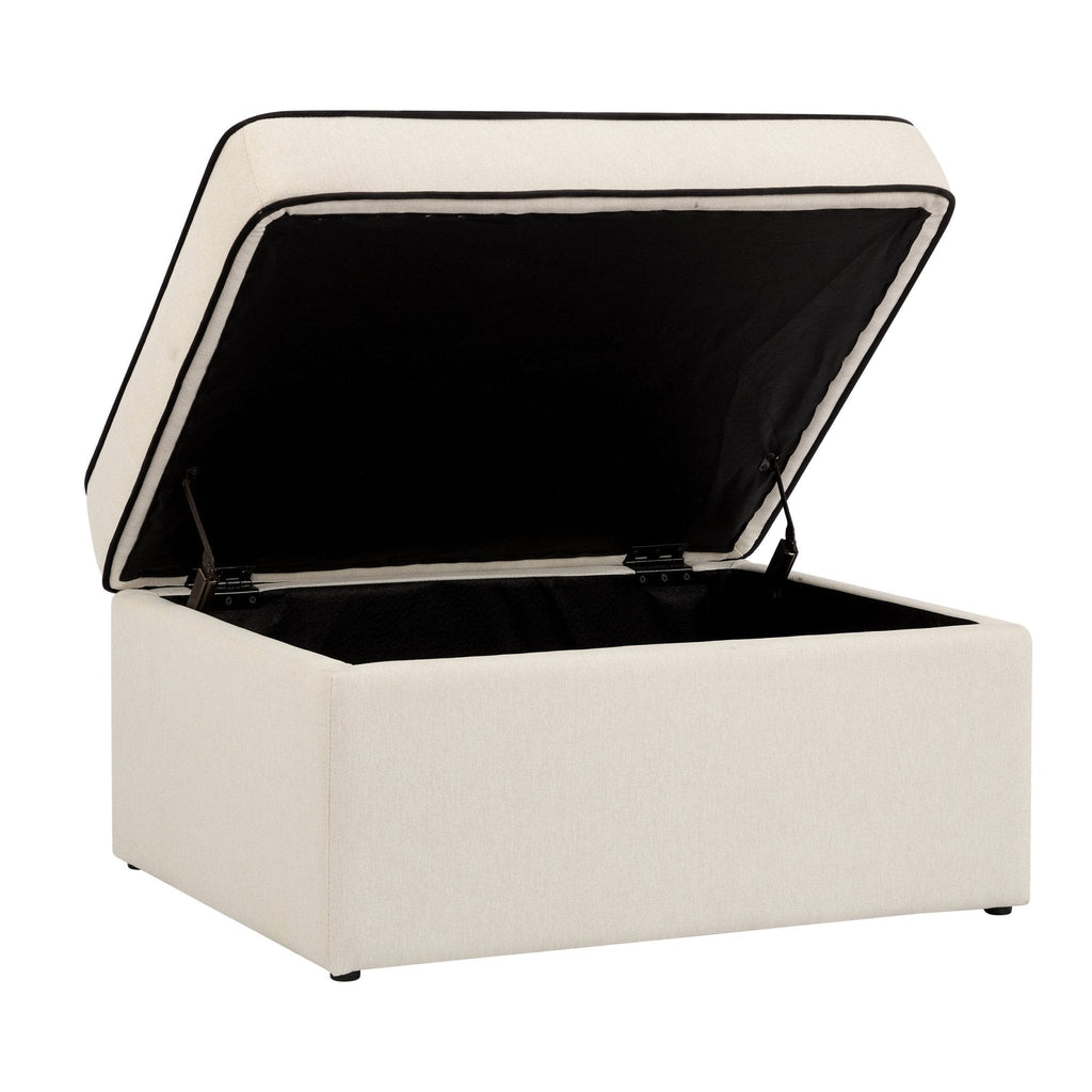 Soho Ottoman Storage Pouffe - Cream Linen/Black