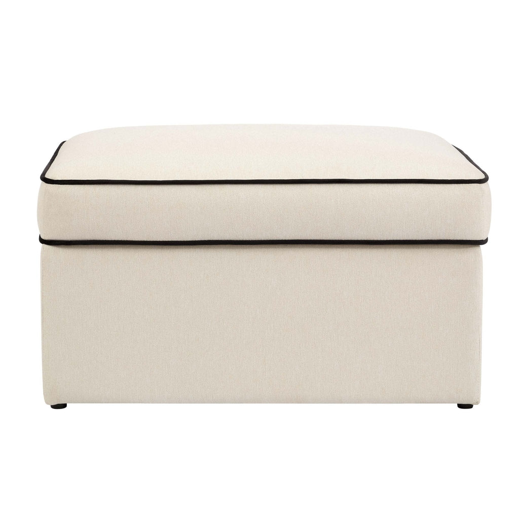 Soho Ottoman Storage Pouffe - Cream Linen/Black