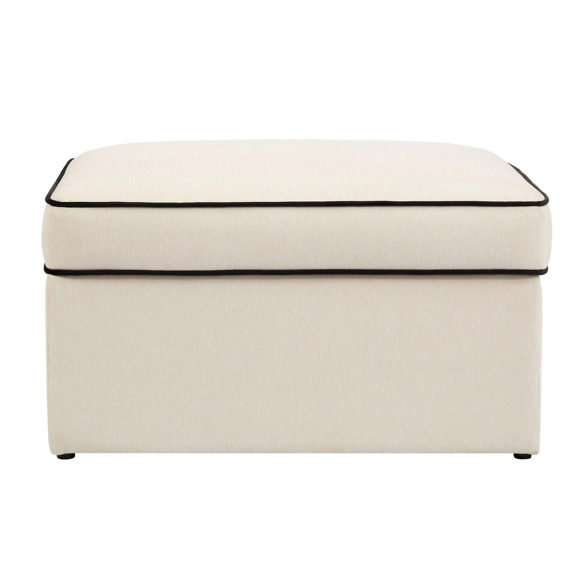 Soho Ottoman Storage Pouffe - Cream Linen/Black