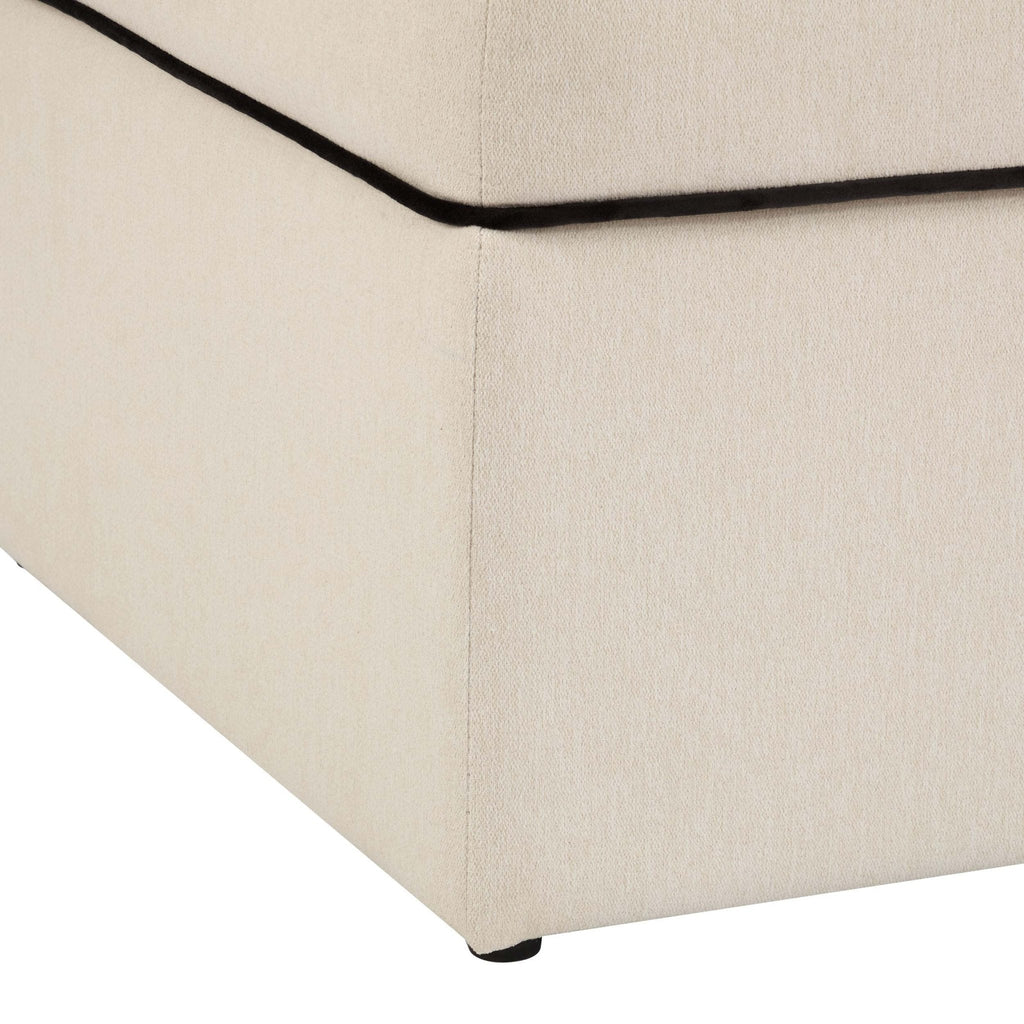 Soho Ottoman Storage Pouffe - Cream Linen/Black