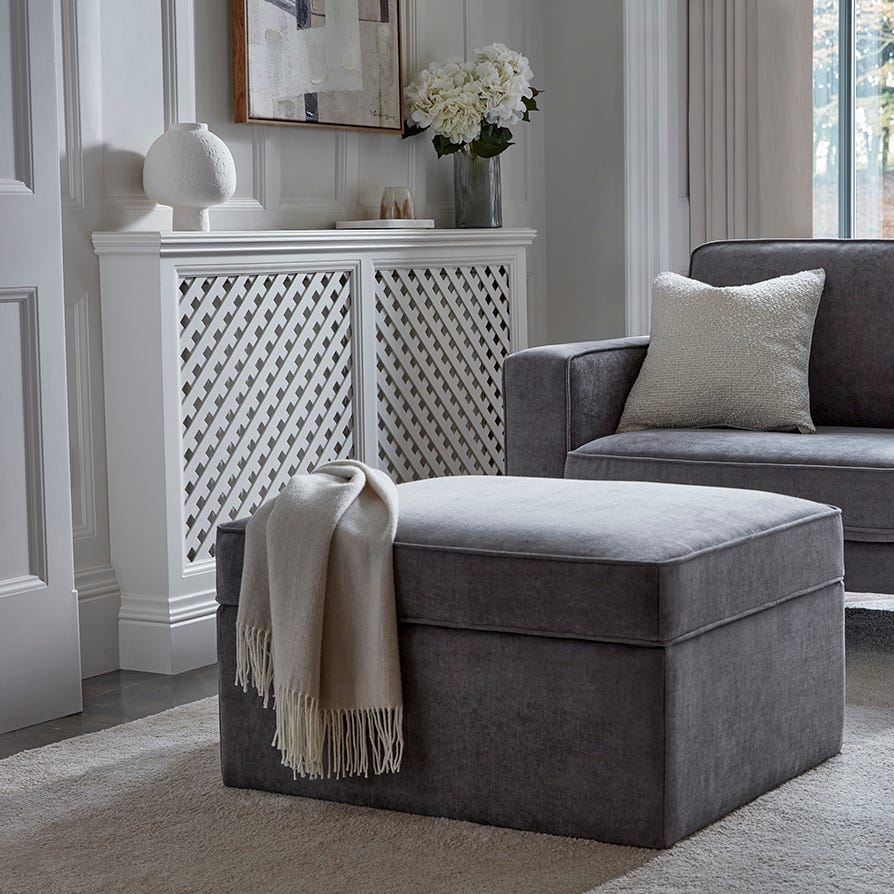 Soho Ottoman Storage Pouffe - Grey