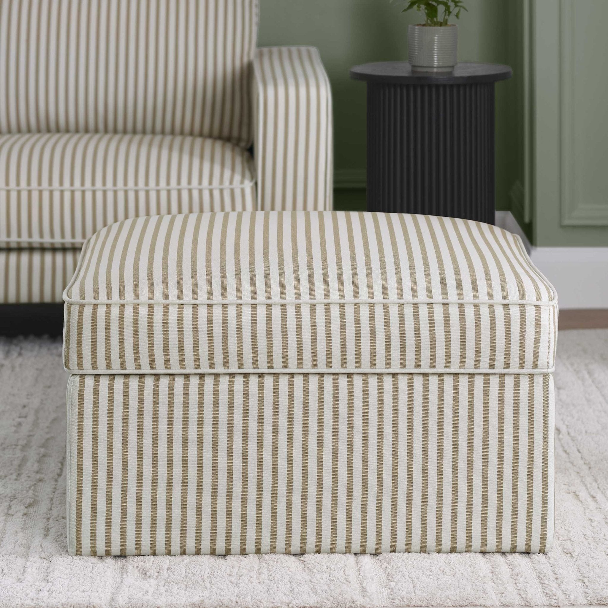 Soho Ottoman Storage Pouffe - Sand Stripe
