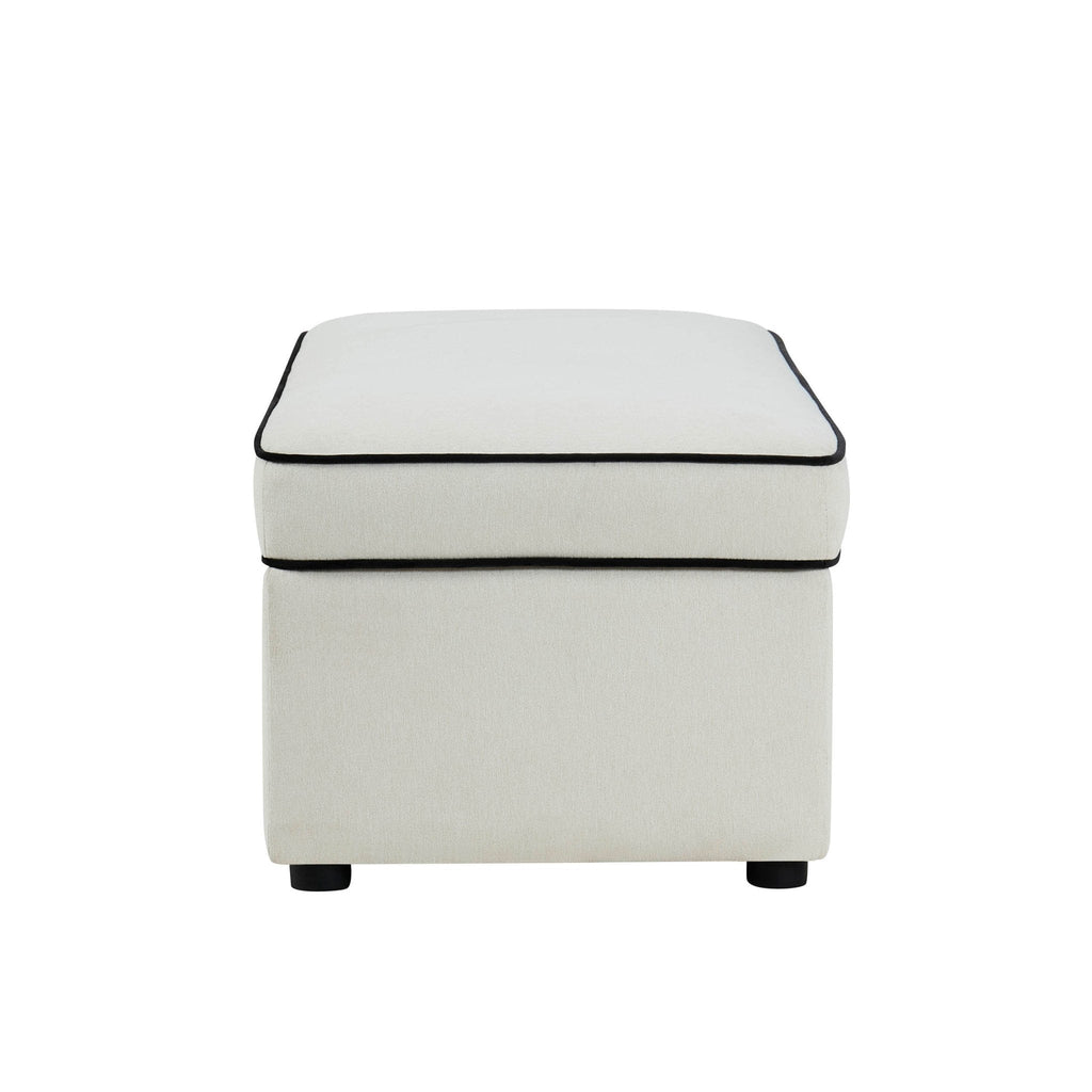 Soho Rectangle Ottoman Storage - Cream Linen/Black