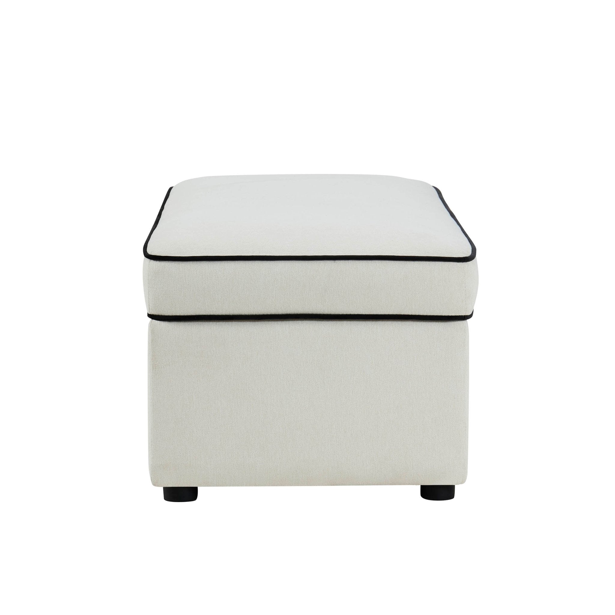 Soho Rectangle Ottoman Storage - Cream Linen/Black