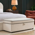 Soho Rectangle Ottoman Storage - Cream Linen/Black