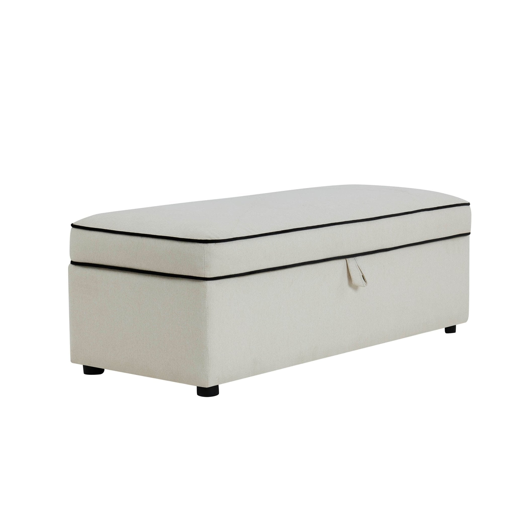 Soho Rectangle Ottoman Storage - Cream Linen/Black