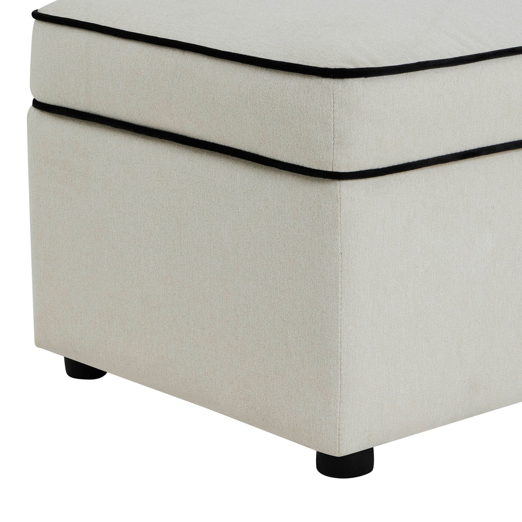 Soho Rectangle Ottoman Storage - Cream Linen/Black