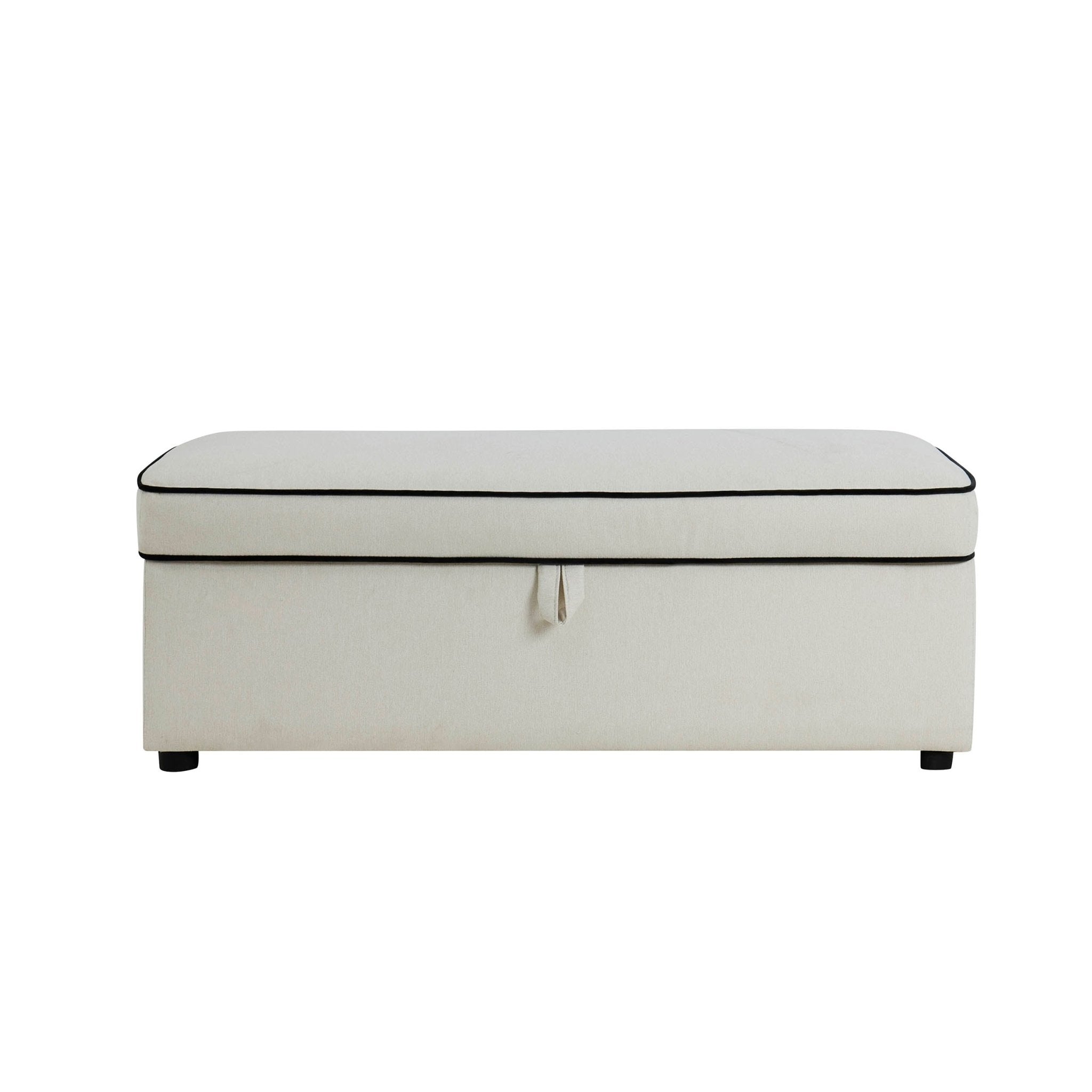 Soho Rectangle Ottoman Storage - Cream Linen/Black