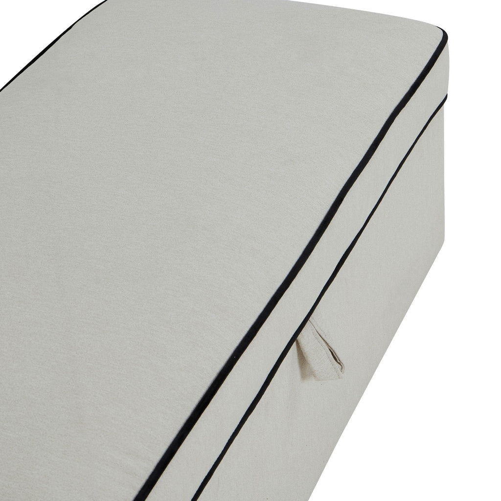Soho Rectangle Ottoman Storage - Cream Linen/Black