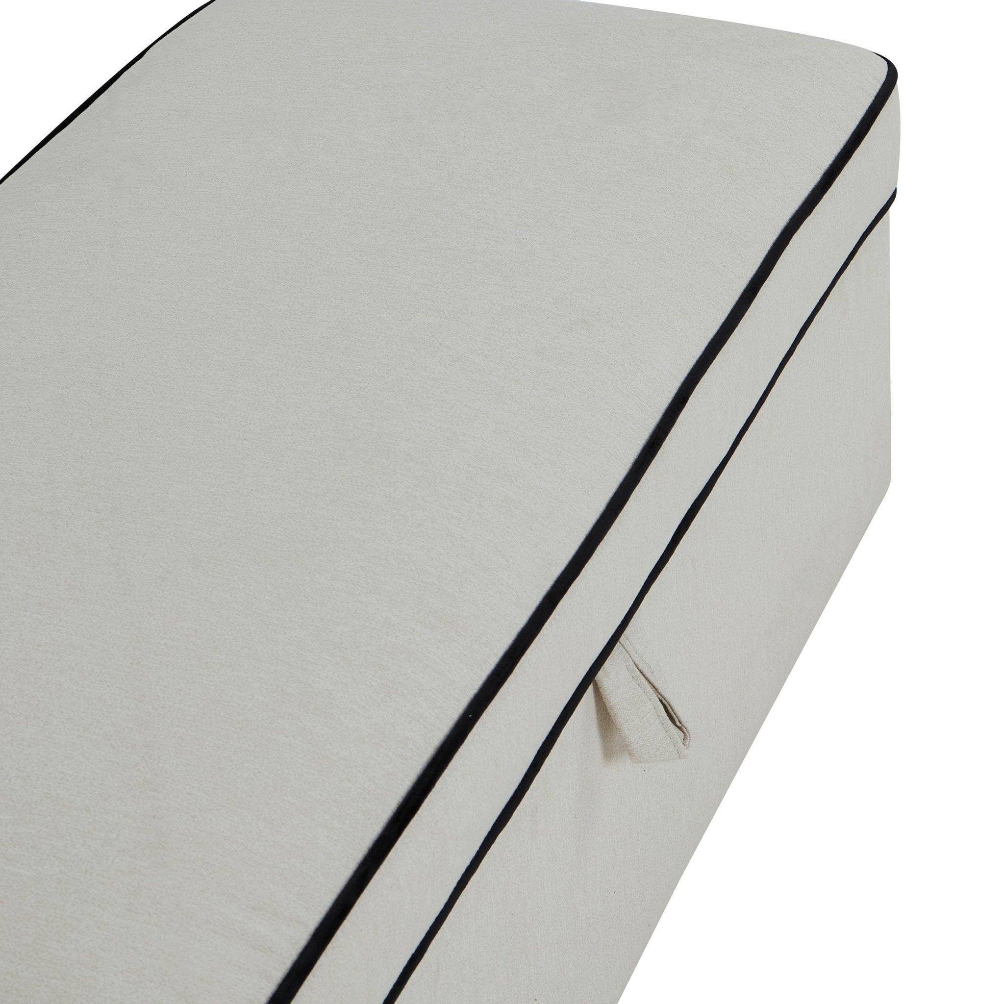 Soho Rectangle Ottoman Storage - Cream Linen/Black