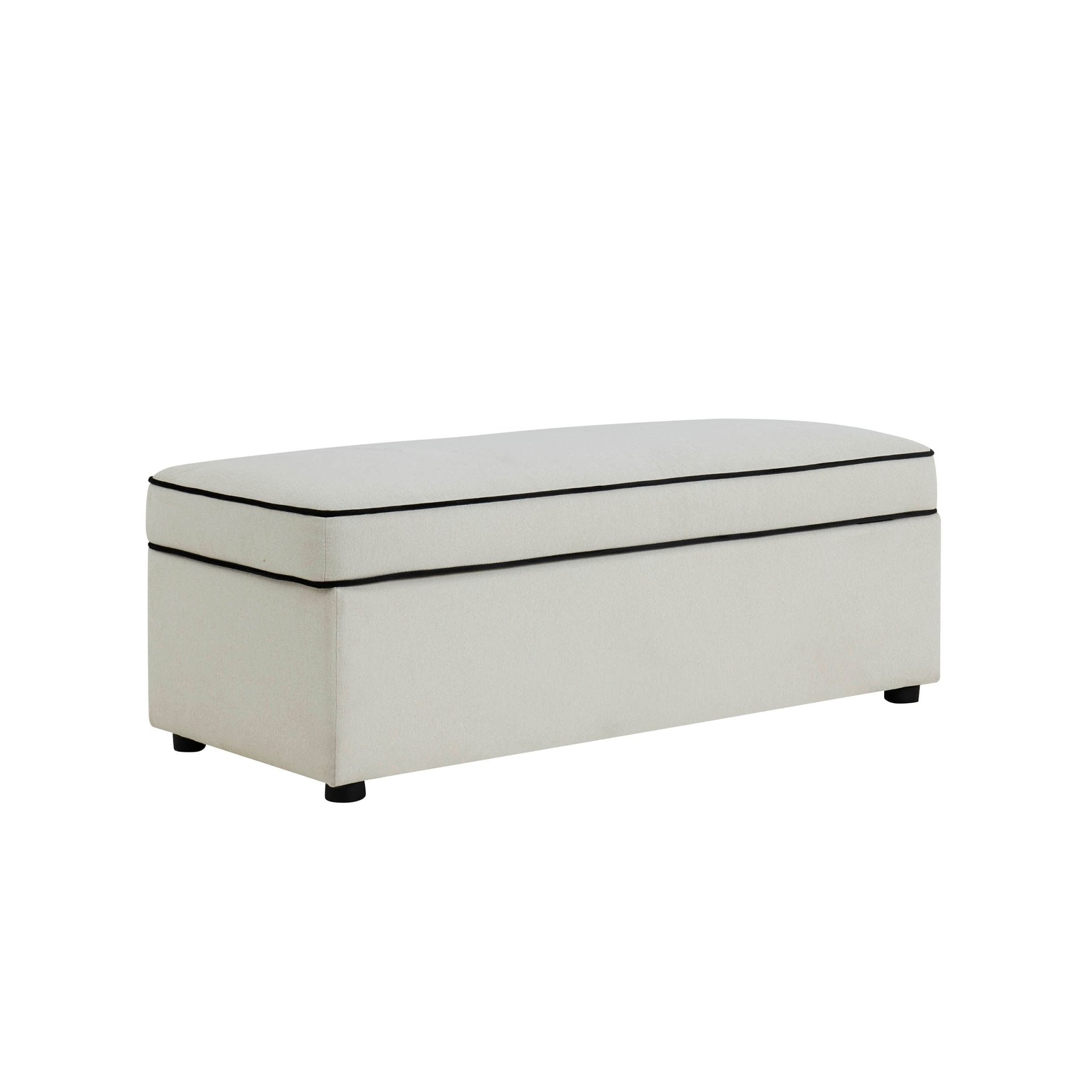 Soho Rectangle Ottoman Storage - Cream Linen/Black
