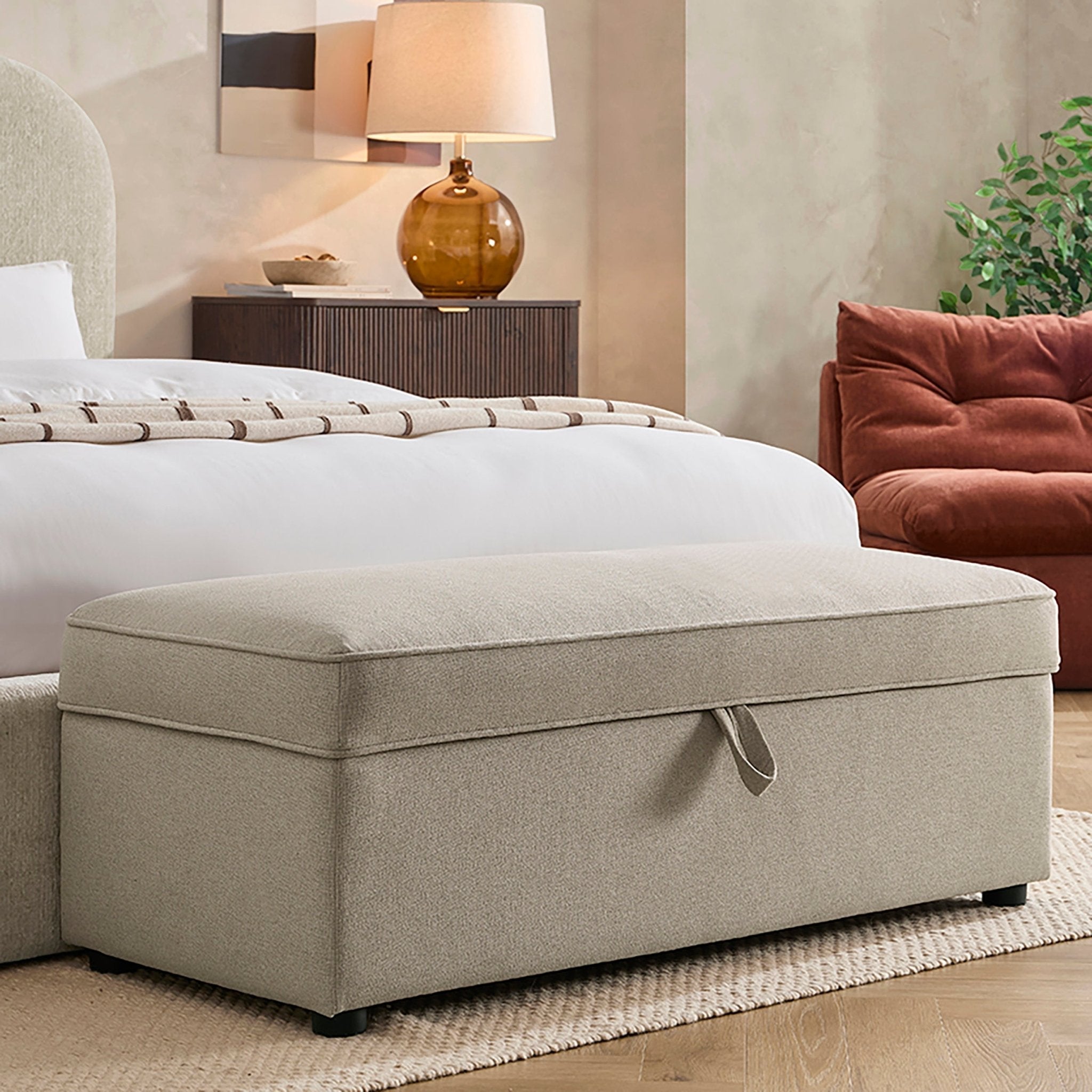 Soho Rectangle Ottoman Storage - Oatmeal