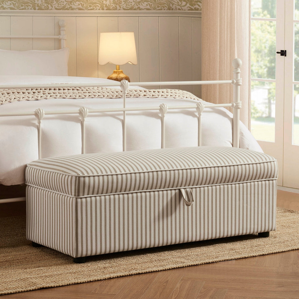 Soho Rectangle Ottoman Storage - Sand Stripe