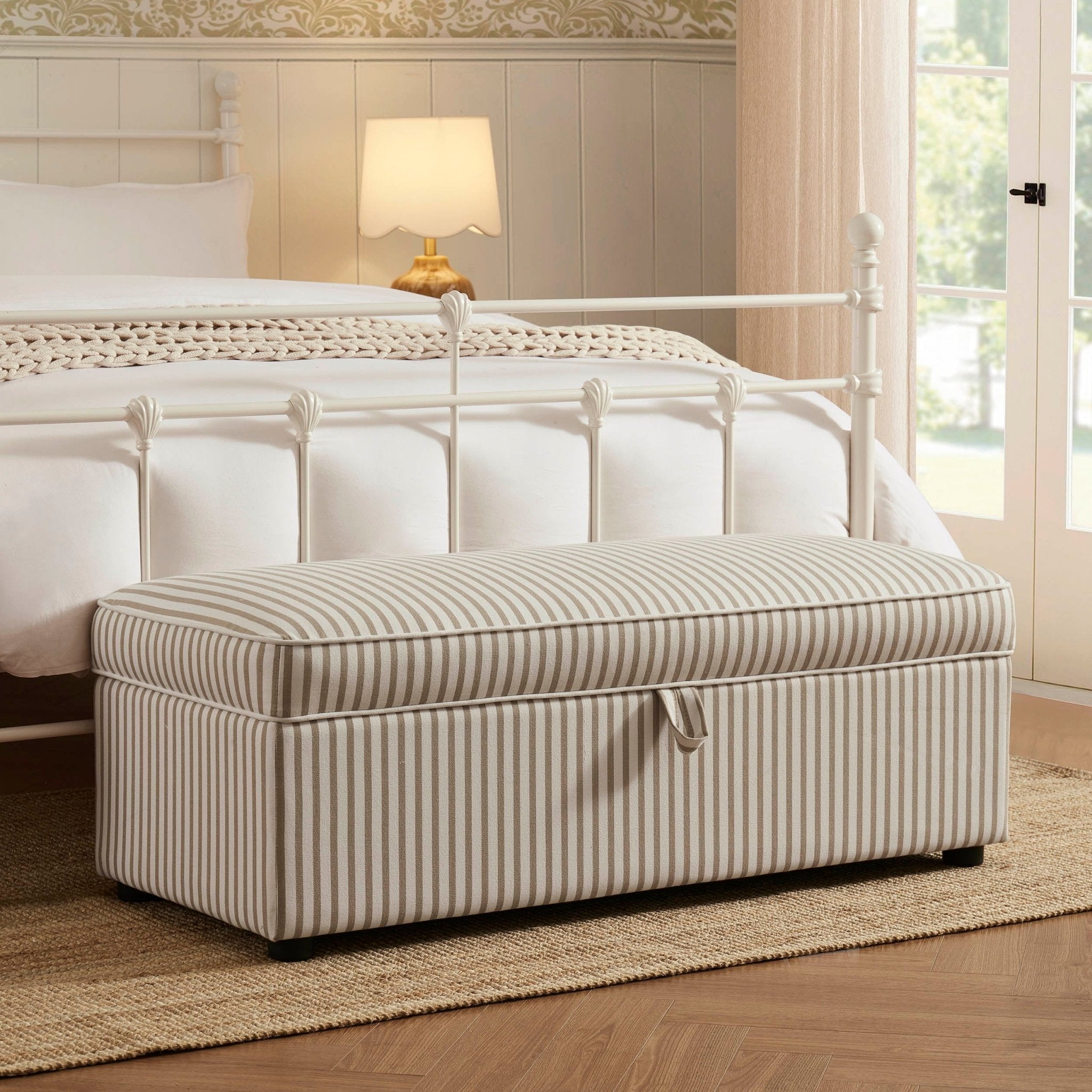Soho Rectangle Ottoman Storage - Sand Stripe
